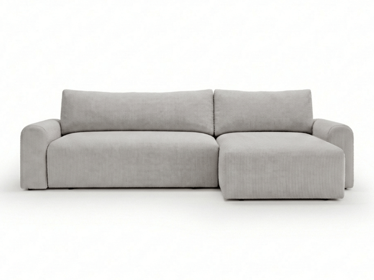 Canapé d’angle convertible Marbeuf avec coffre – Velours côtelé ou bouclette