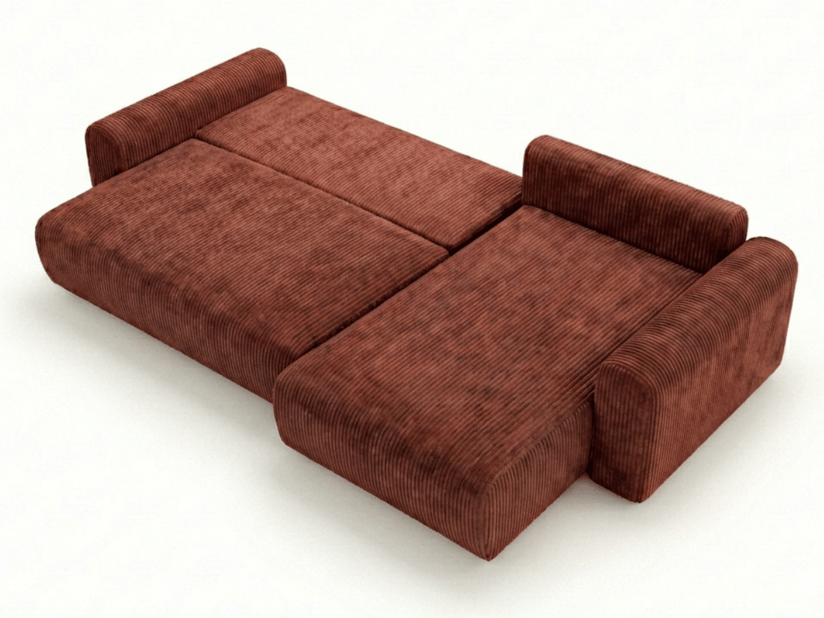 Canapé d’angle convertible Marbeuf avec coffre – Velours côtelé ou bouclette