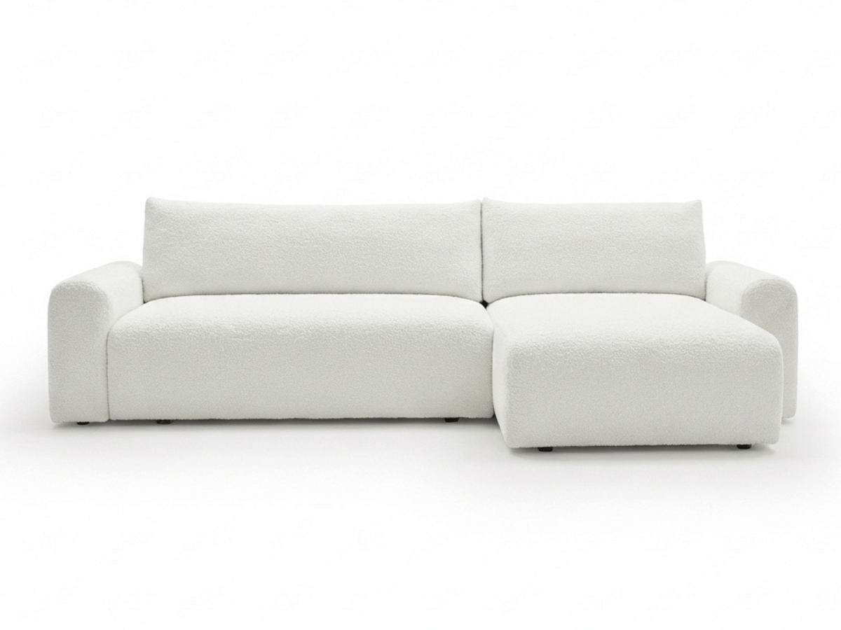 Canapé d’angle convertible Marbeuf avec coffre – Velours côtelé ou bouclette