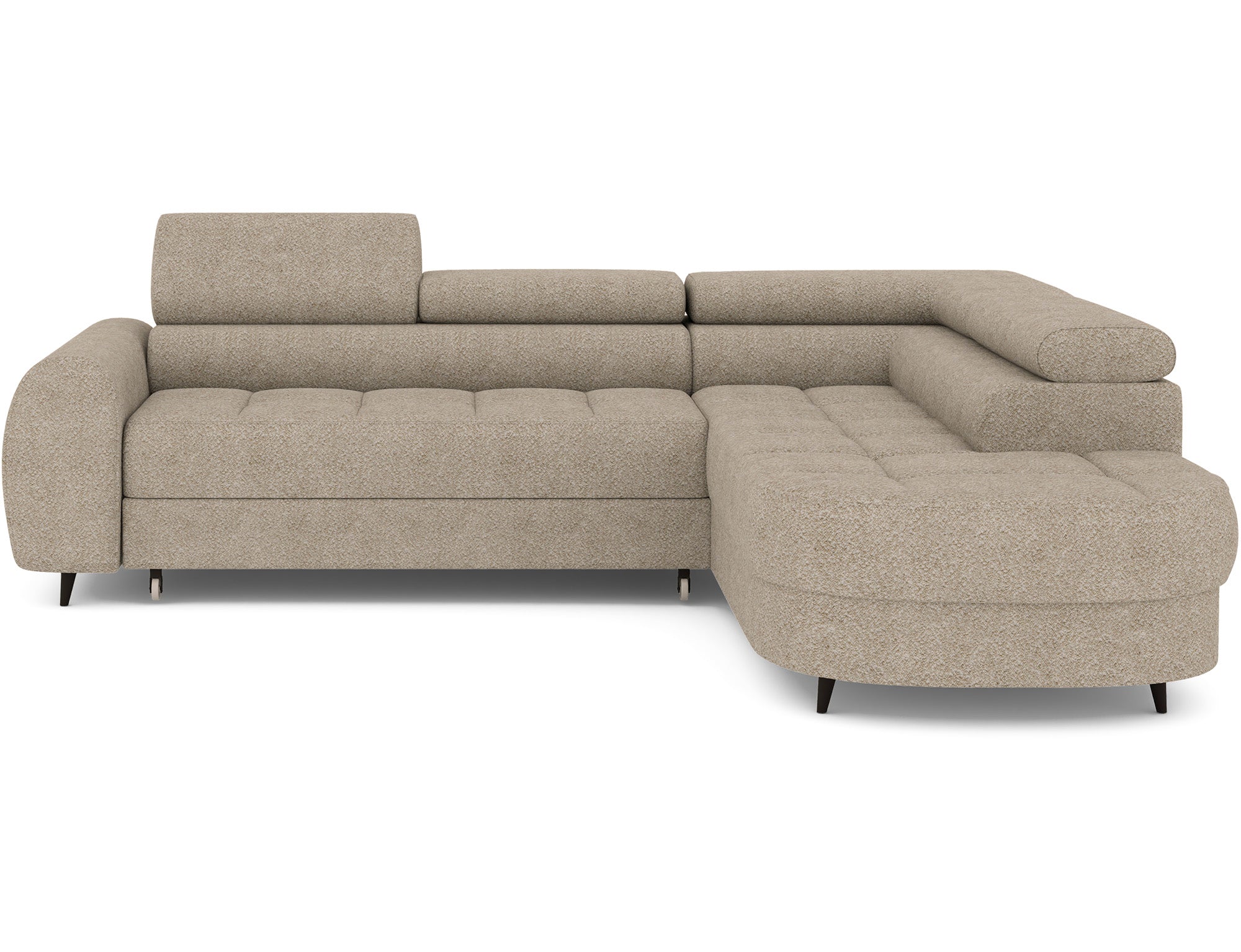 Canapé d'angle convertible design ALESIA avec coffre de rangement - Bouclette chinée beige - vue 4