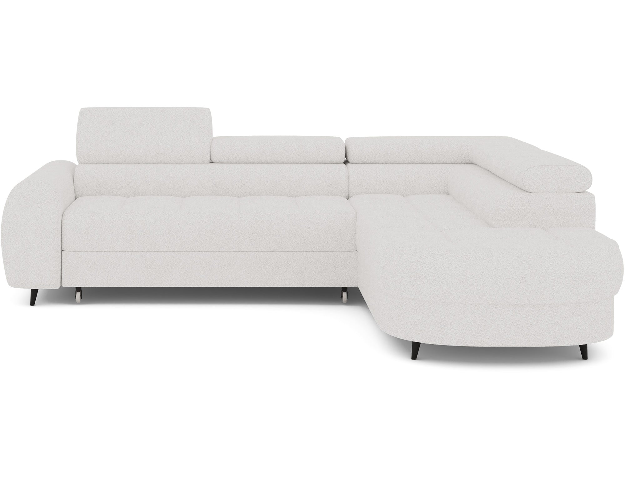 Canapé d'angle convertible design ALESIA avec coffre de rangement - Bouclette chinée crème - vue 4