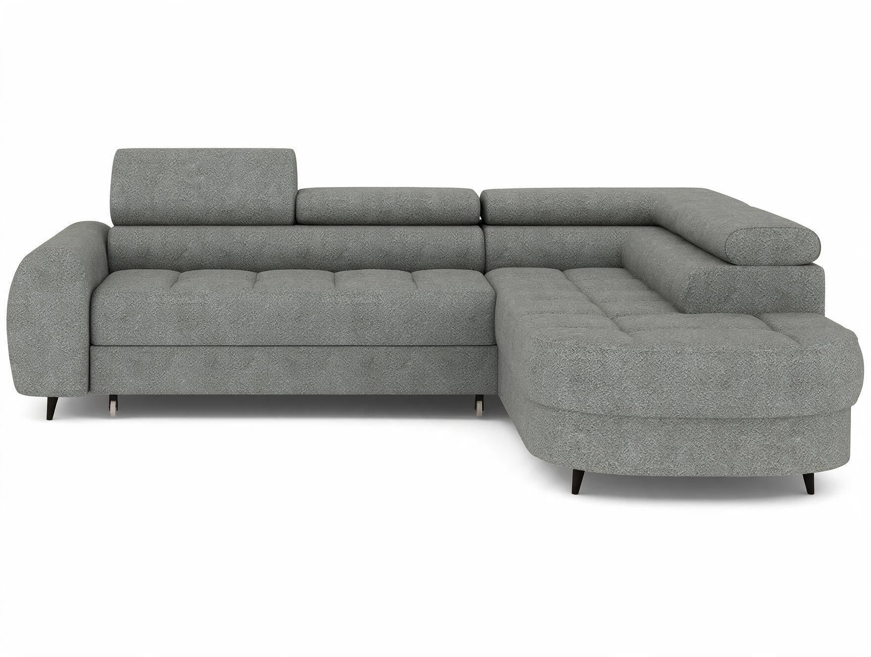 Canapé d'angle convertible design ALESIA avec coffre de rangement - Bouclette chinée gris - vue 1