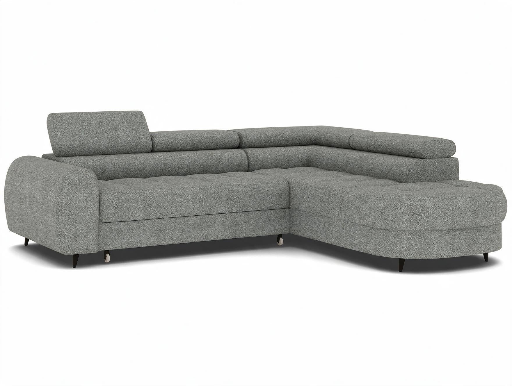 Canapé d'angle convertible design ALESIA avec coffre de rangement - Bouclette chinée gris - vue 4