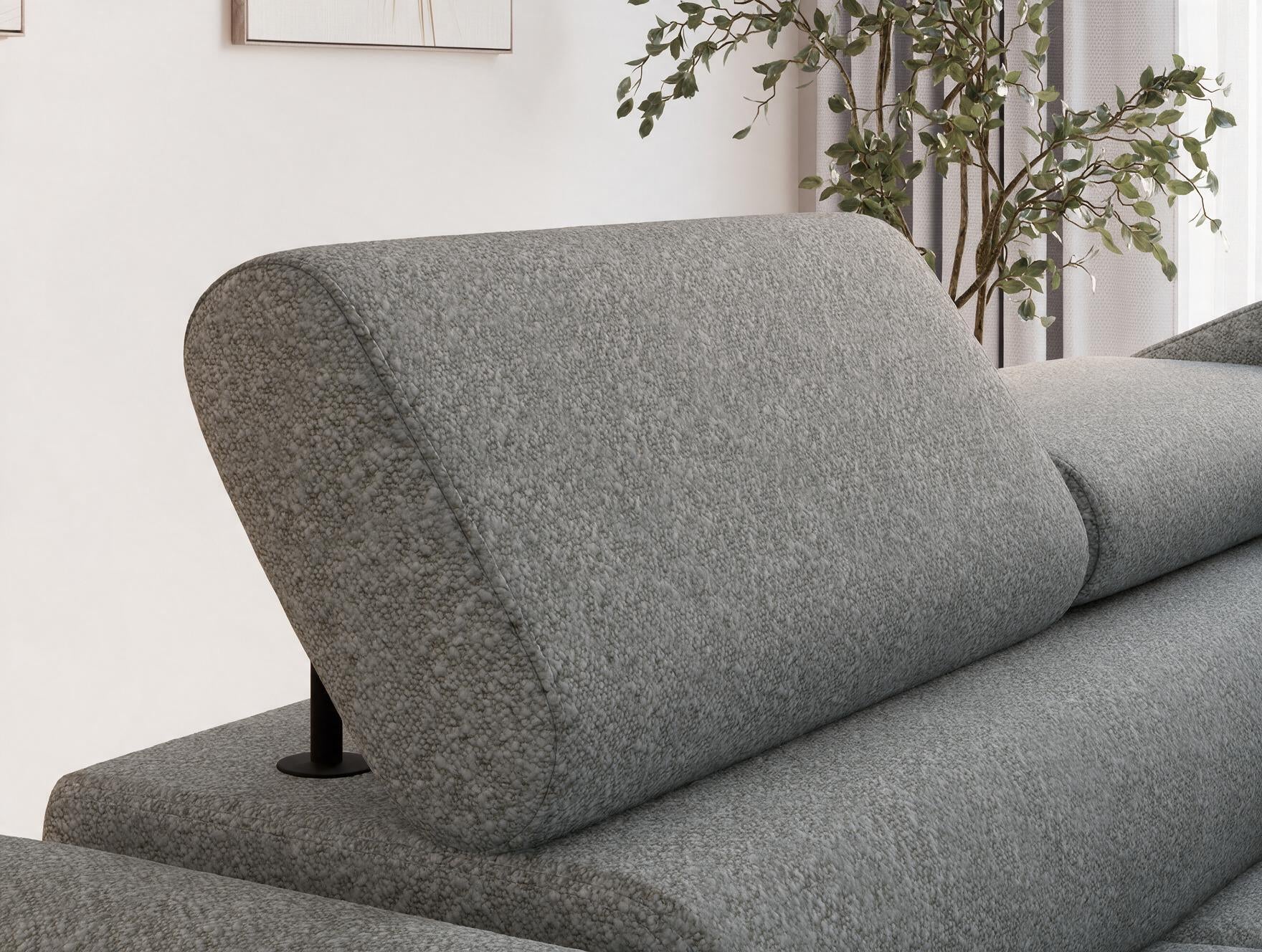 Canapé d'angle convertible design ALESIA avec coffre de rangement - Bouclette chinée gris - vue 7