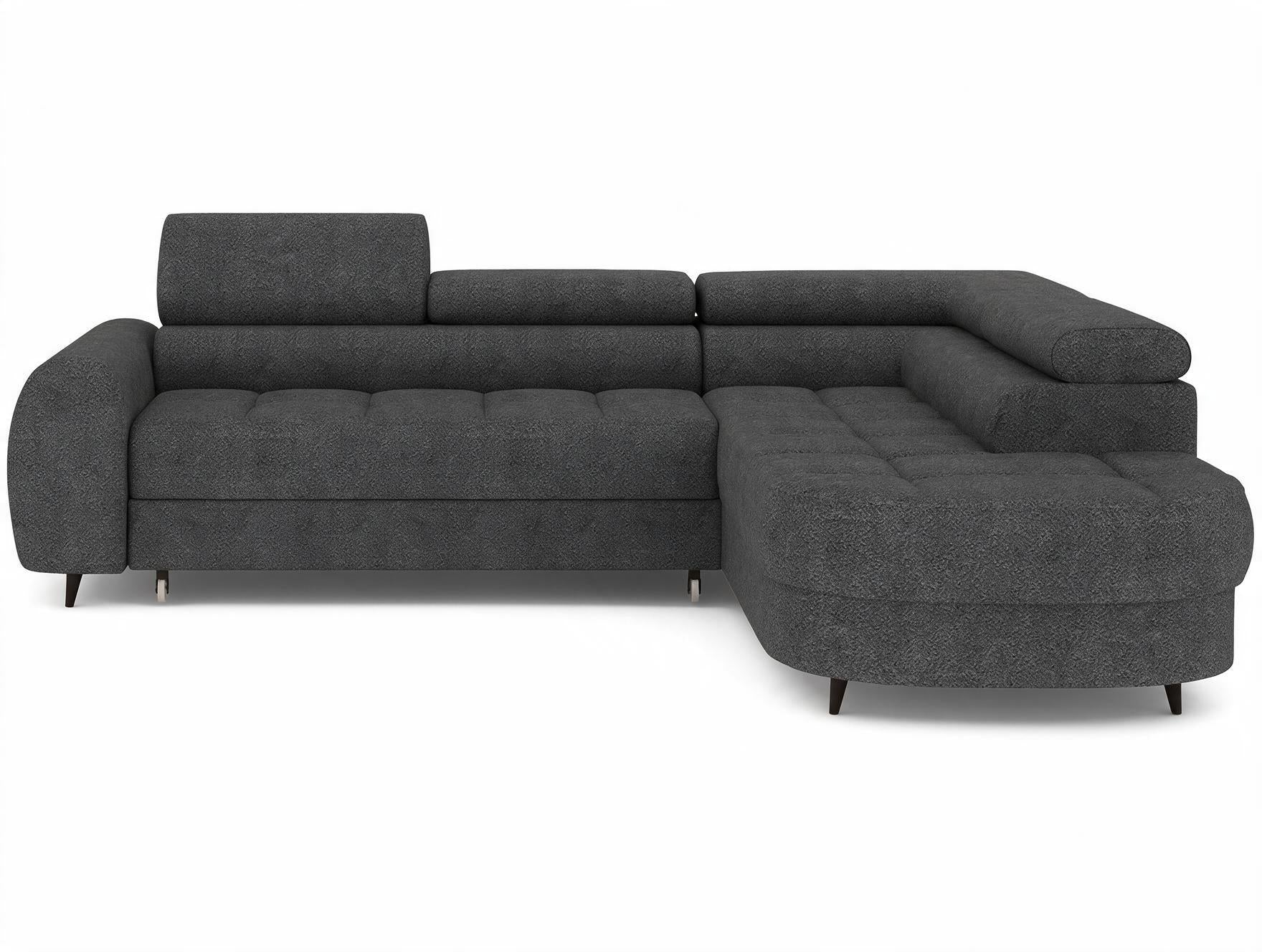Canapé d'angle convertible design ALESIA avec coffre de rangement - Bouclette chinée gris foncé - vue 1