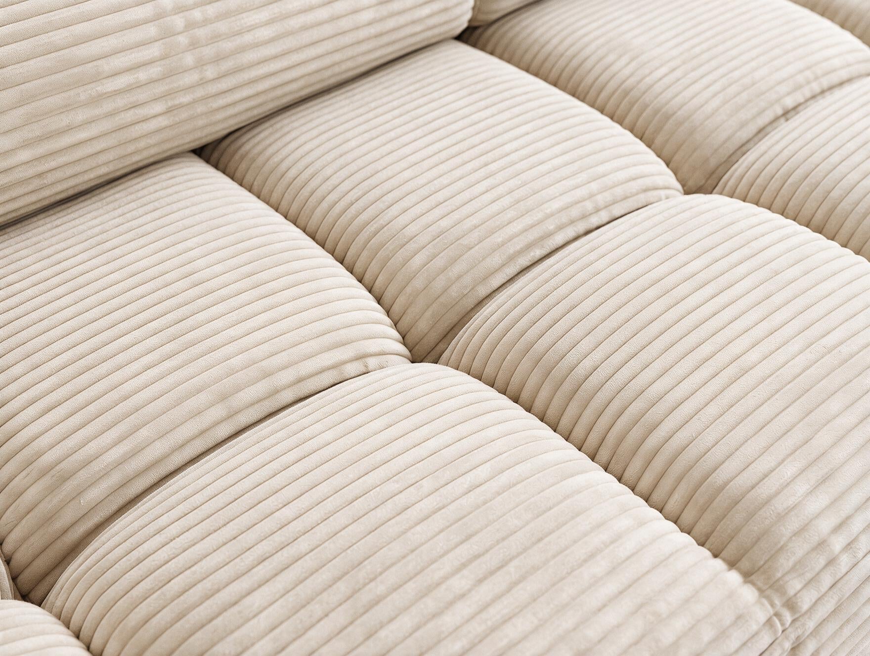 Canapé d'angle convertible design ALESIA avec coffre de rangement - Velours côtelé épais beige - vue 10