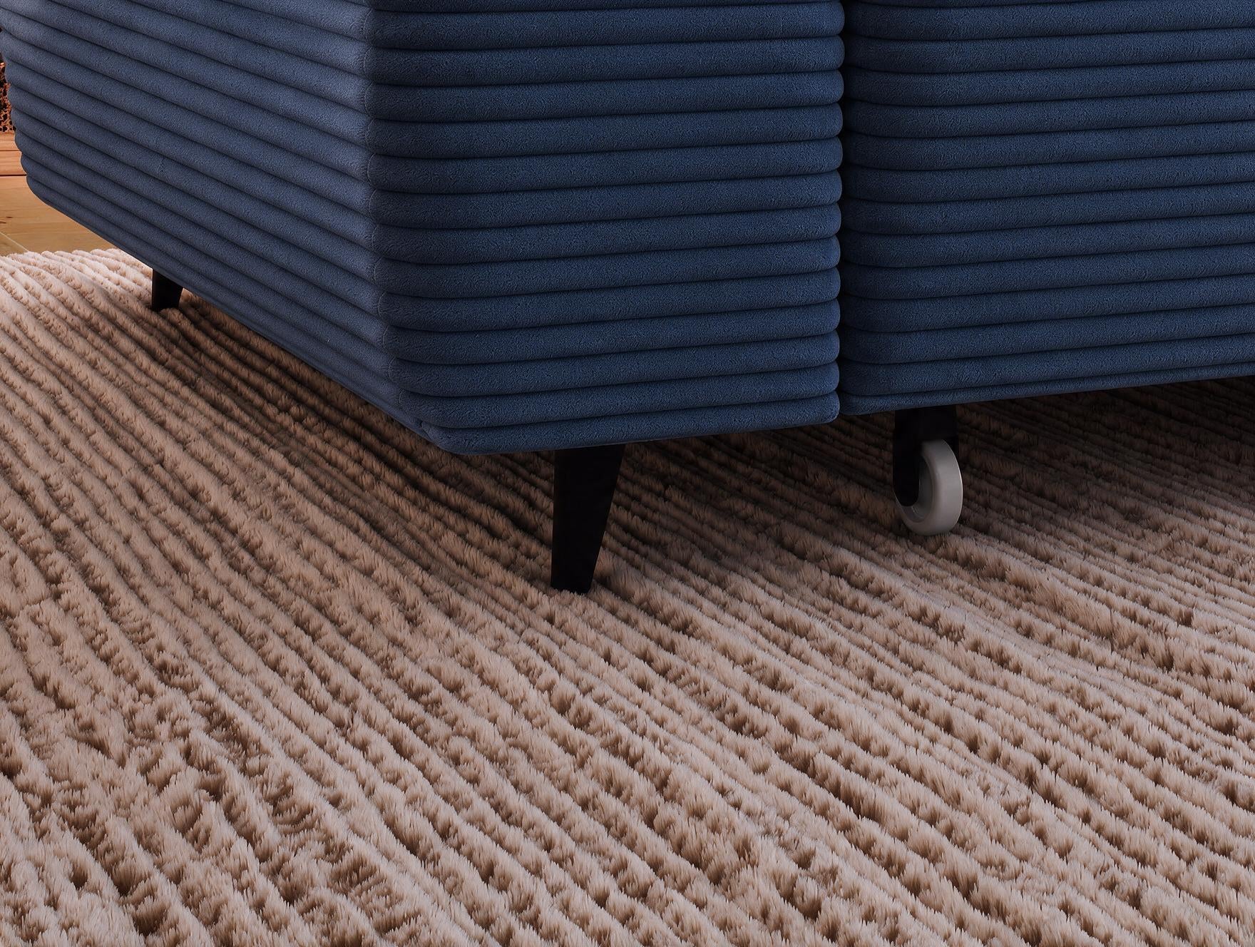 Canapé d'angle convertible design ALESIA avec coffre de rangement - Velours côtelé épais bleu - vue 8