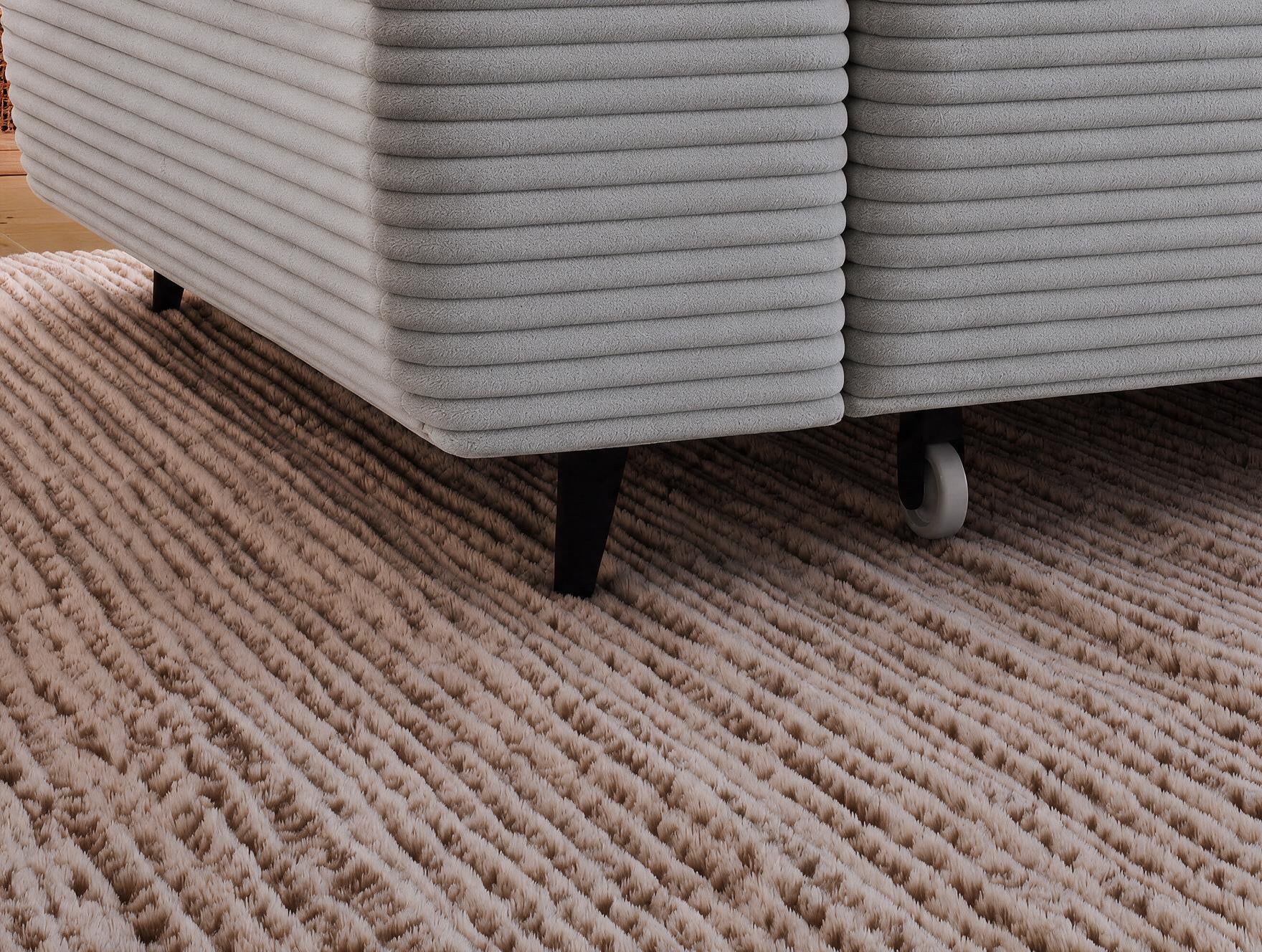 Canapé d'angle convertible design ALESIA avec coffre de rangement - Velours côtelé épais gris clair - vue 8