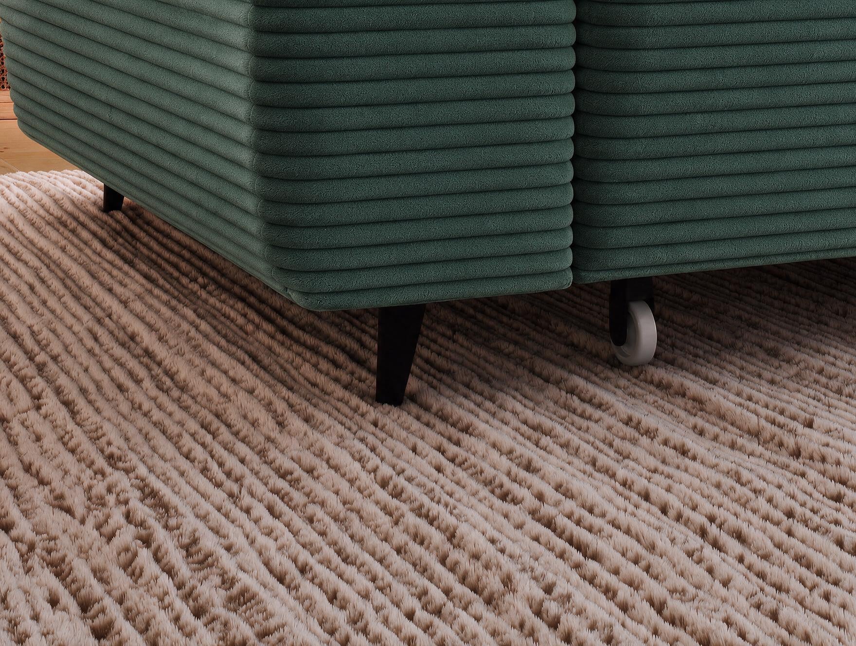 Canapé d'angle convertible design ALESIA avec coffre de rangement - Velours côtelé épais vert - vue 8
