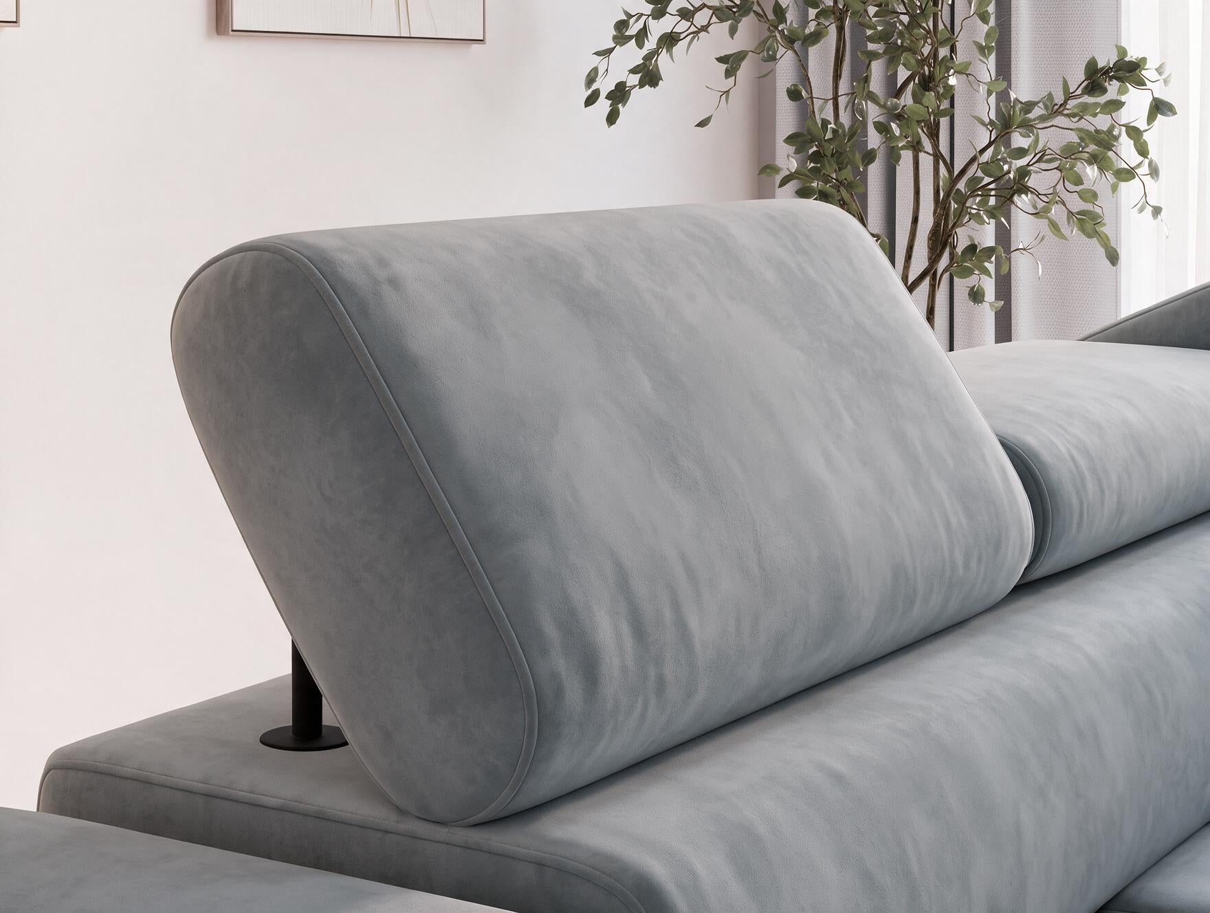 Canapé d'angle convertible design ALESIA avec coffre de rangement - Velours gris clair - vue 7