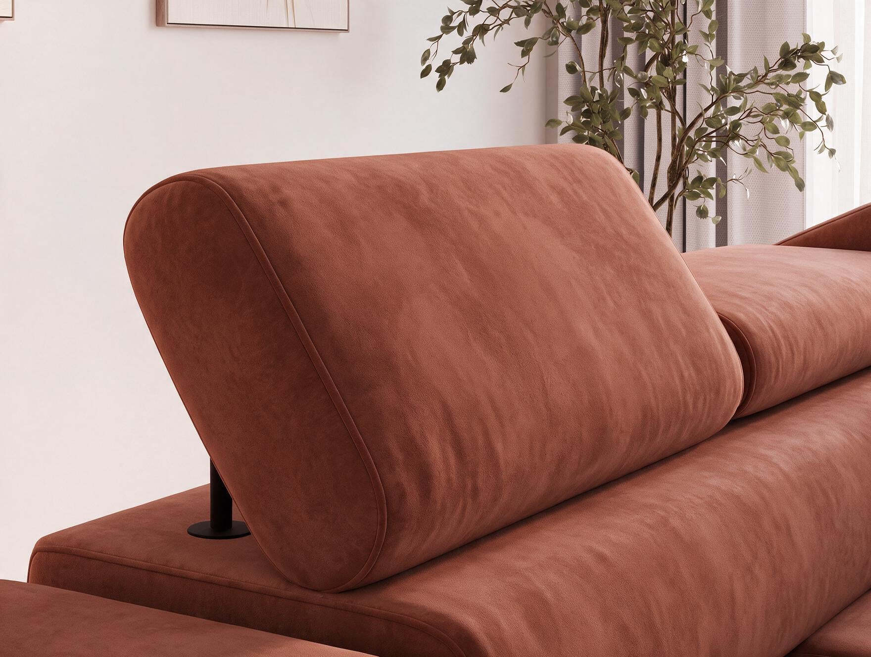 Canapé d'angle convertible design ALESIA avec coffre de rangement - Velours terracotta - vue 7