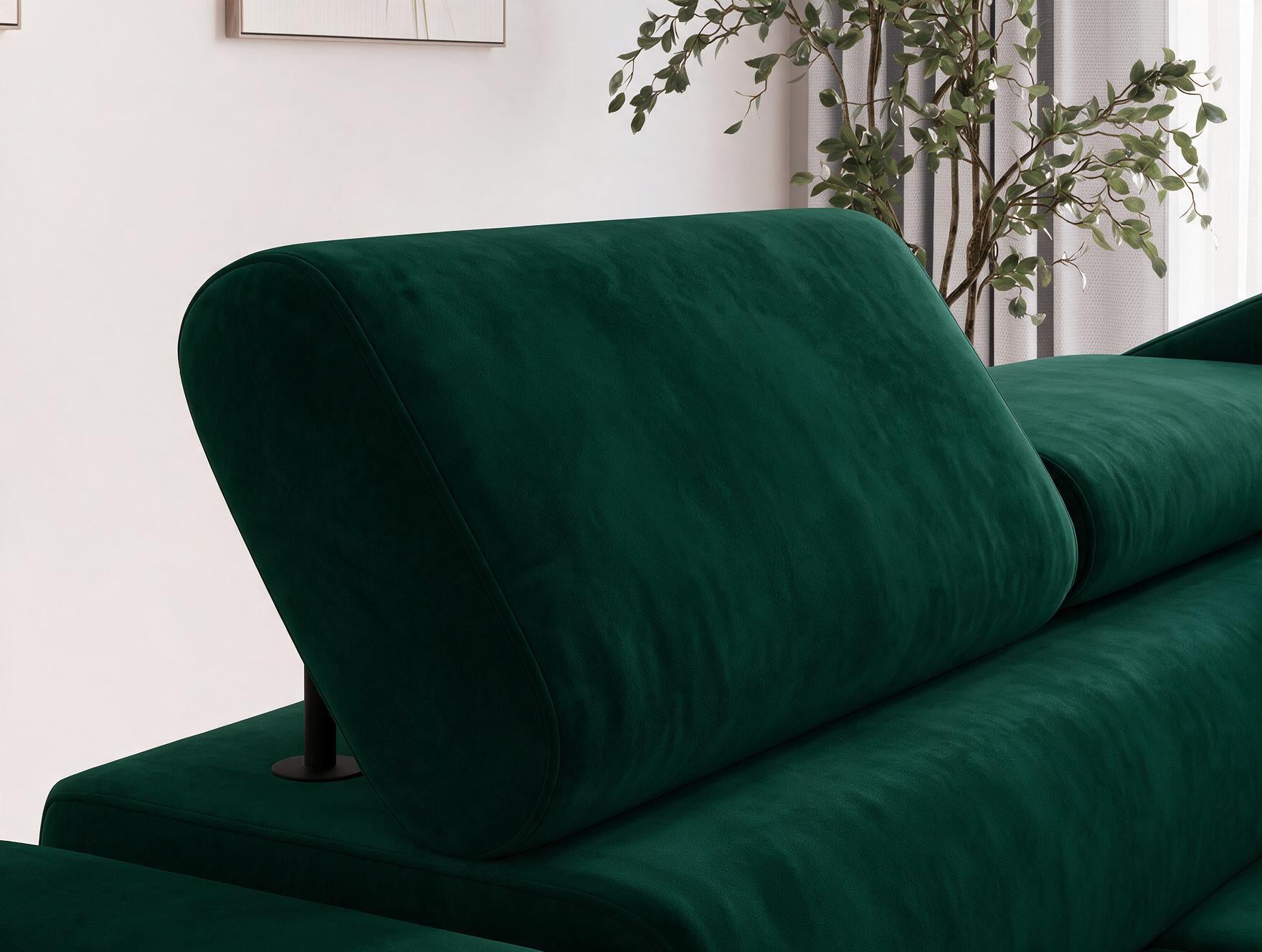 Canapé d'angle convertible design ALESIA avec coffre de rangement - Velours vert sapin - vue 7