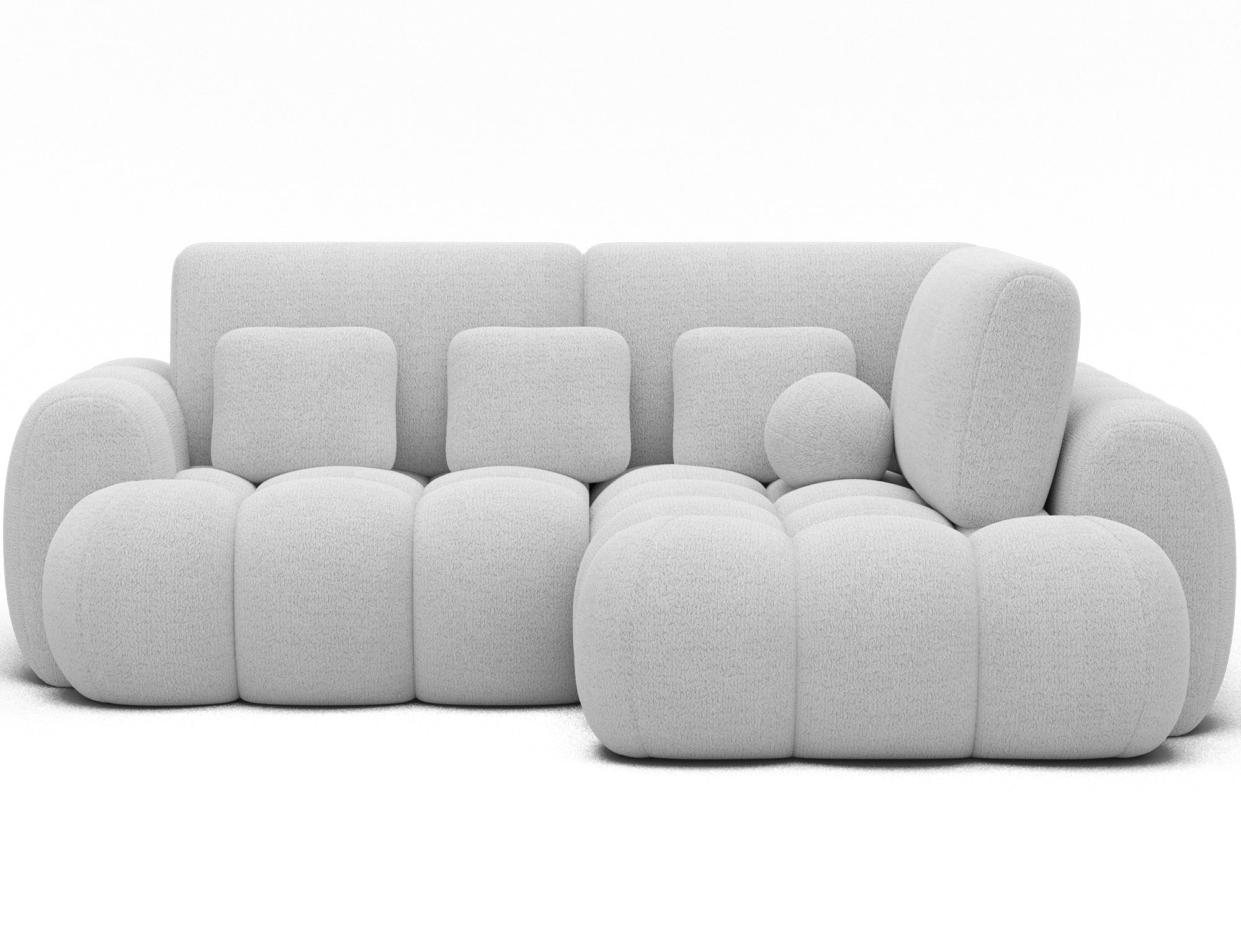 Canapé d'angle convertible design AUBER avec coffre de rangement - Bouclette chinée crème - vue 1
