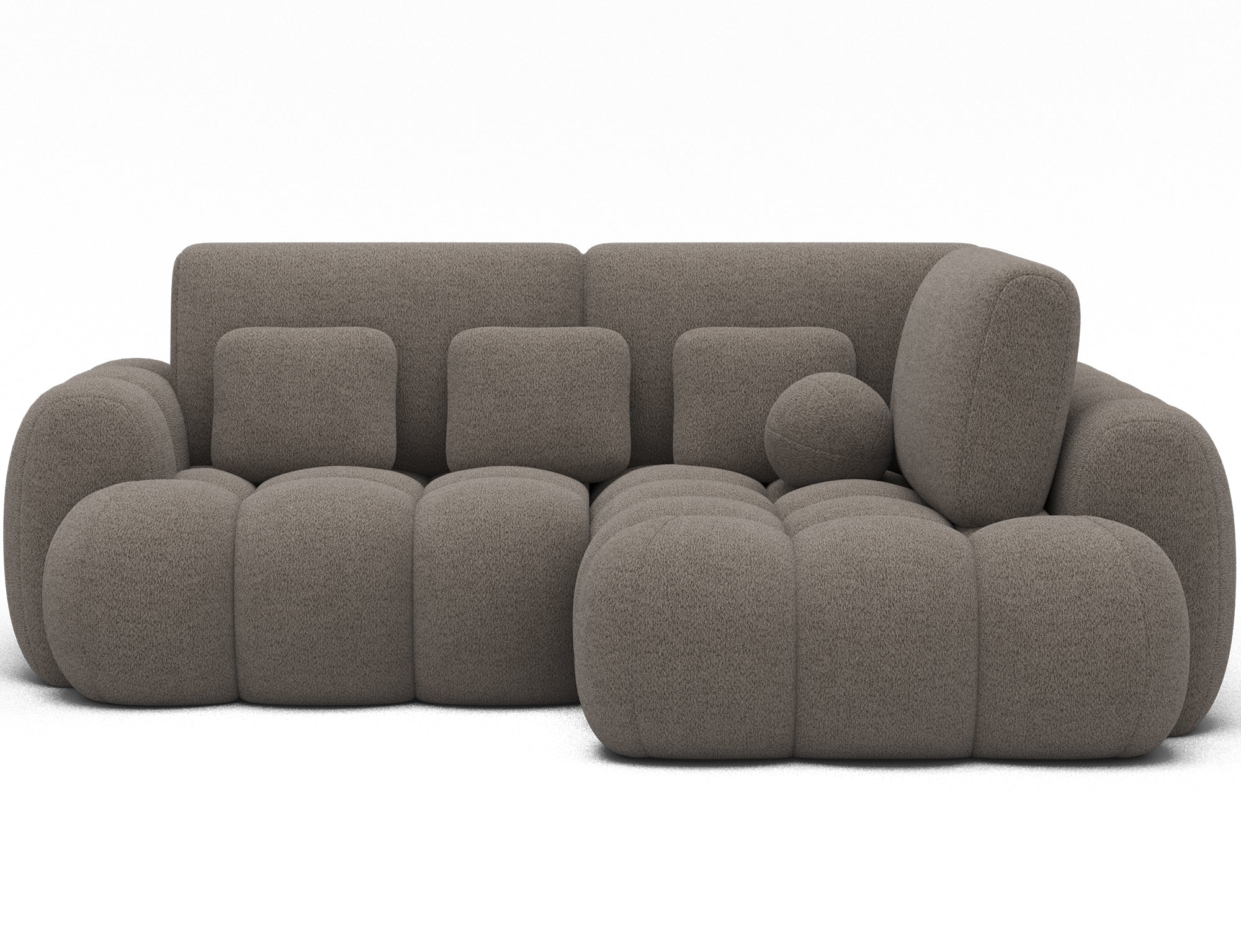 Canapé d'angle convertible design AUBER avec coffre de rangement - Bouclette chinée taupe - vue 1
