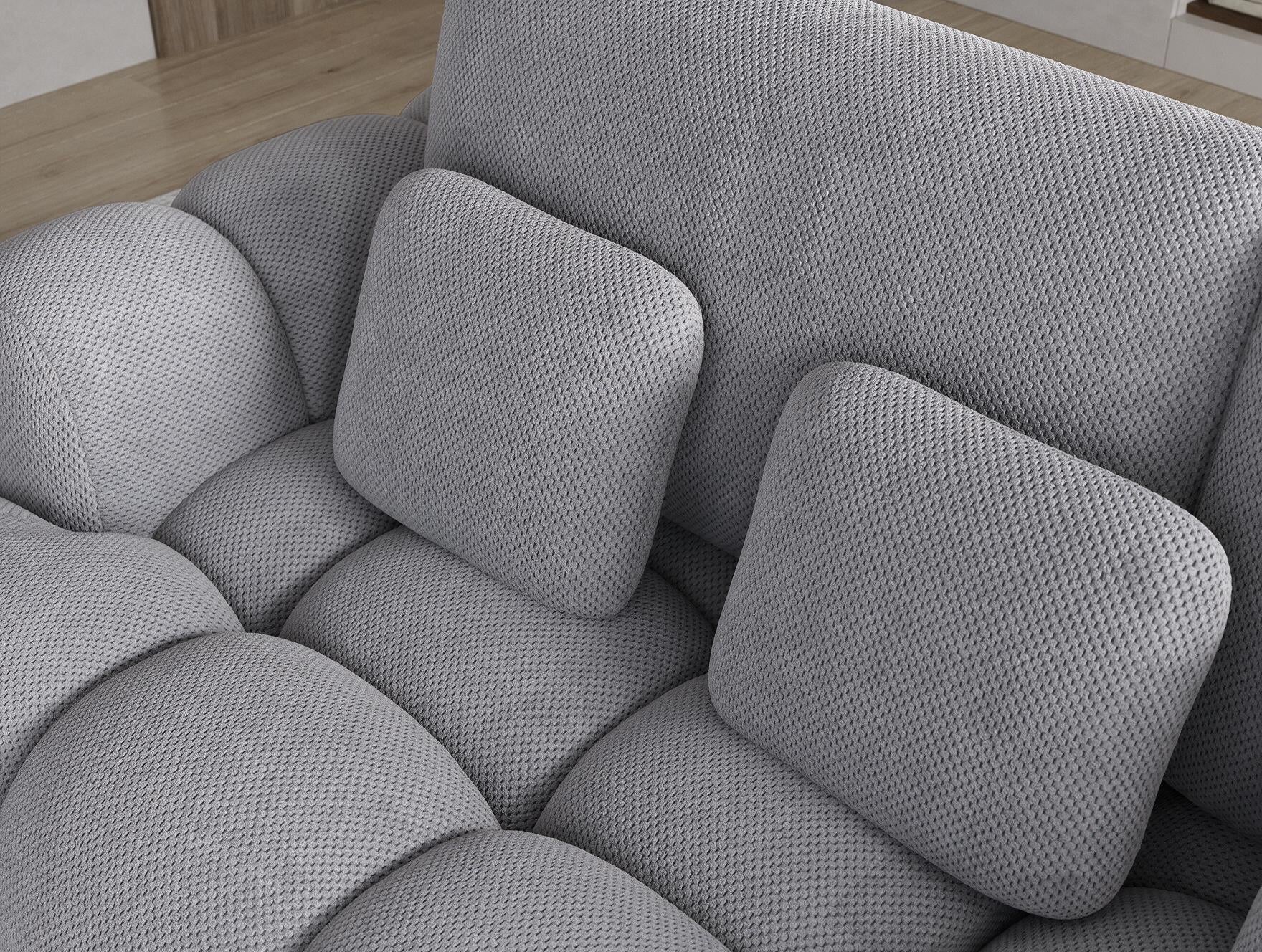Canapé d'angle convertible design AUBER avec coffre de rangement - Tissu texturé gris foncé - vue 7