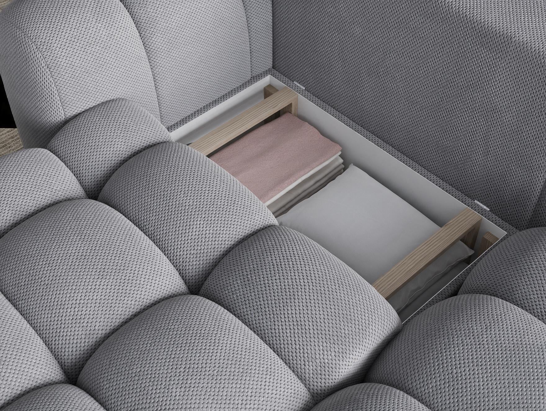 Canapé d'angle convertible design AUBER avec coffre de rangement - Tissu texturé gris foncé - vue 9