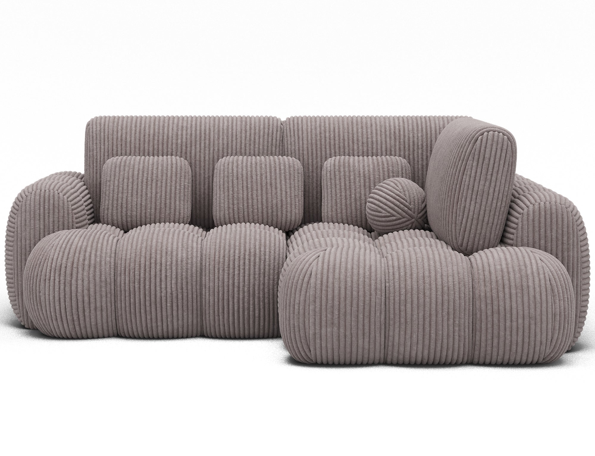 Canapé d'angle convertible design AUBER avec coffre de rangement - Velours côtelé épais gris clair - vue 1