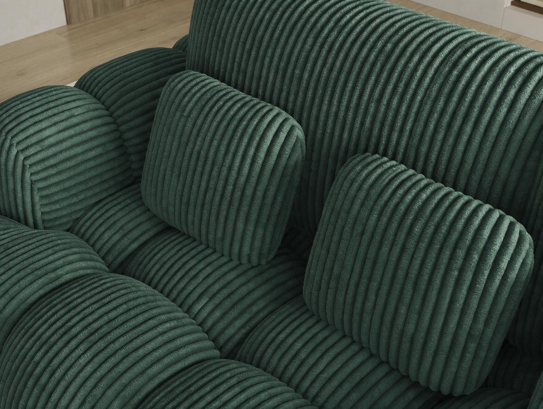 Canapé d'angle convertible design AUBER avec coffre de rangement - Velours côtelé épais vert - vue 7