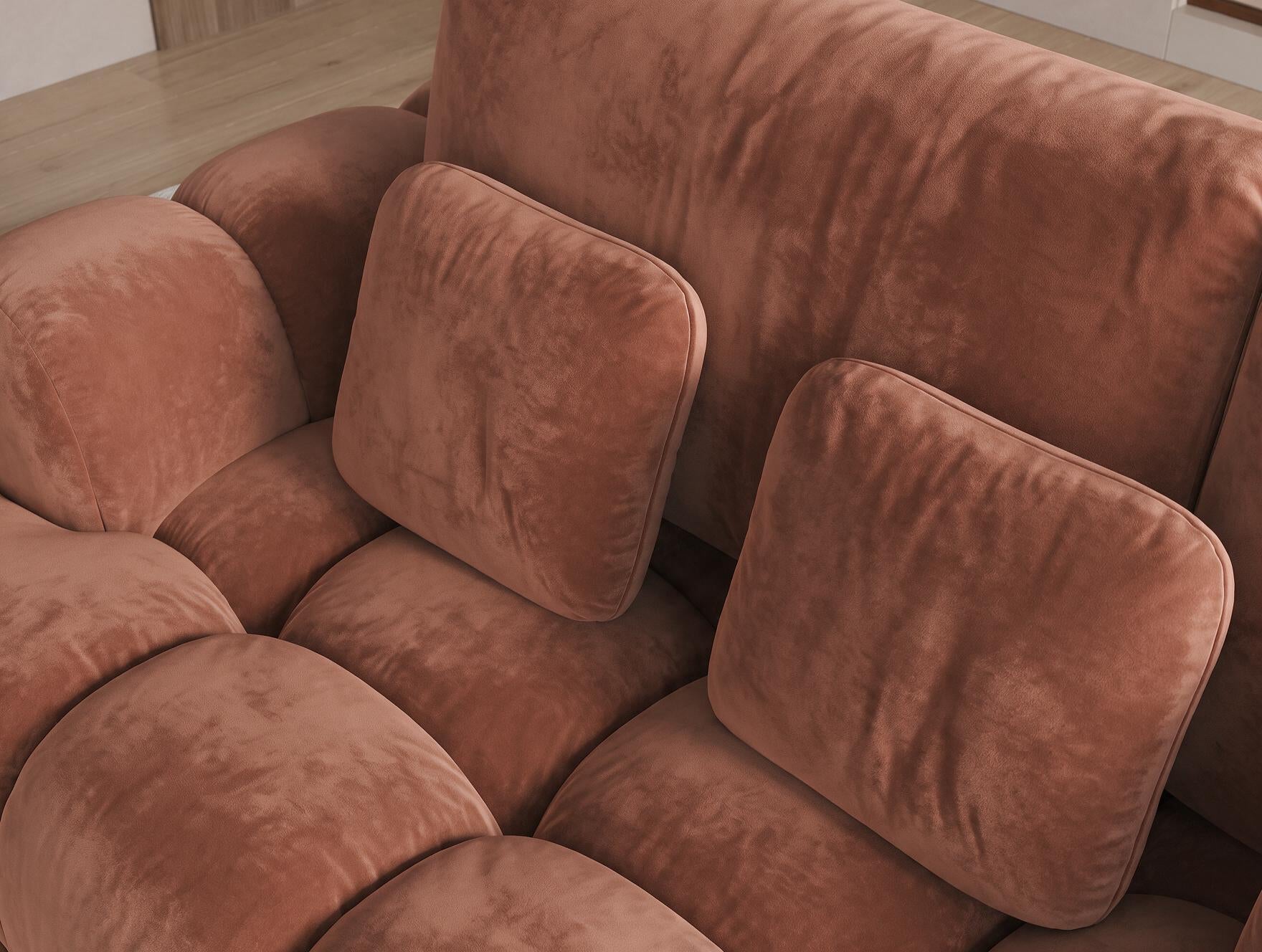 Canapé d'angle convertible design AUBER avec coffre de rangement - Velours terracotta - vue 7