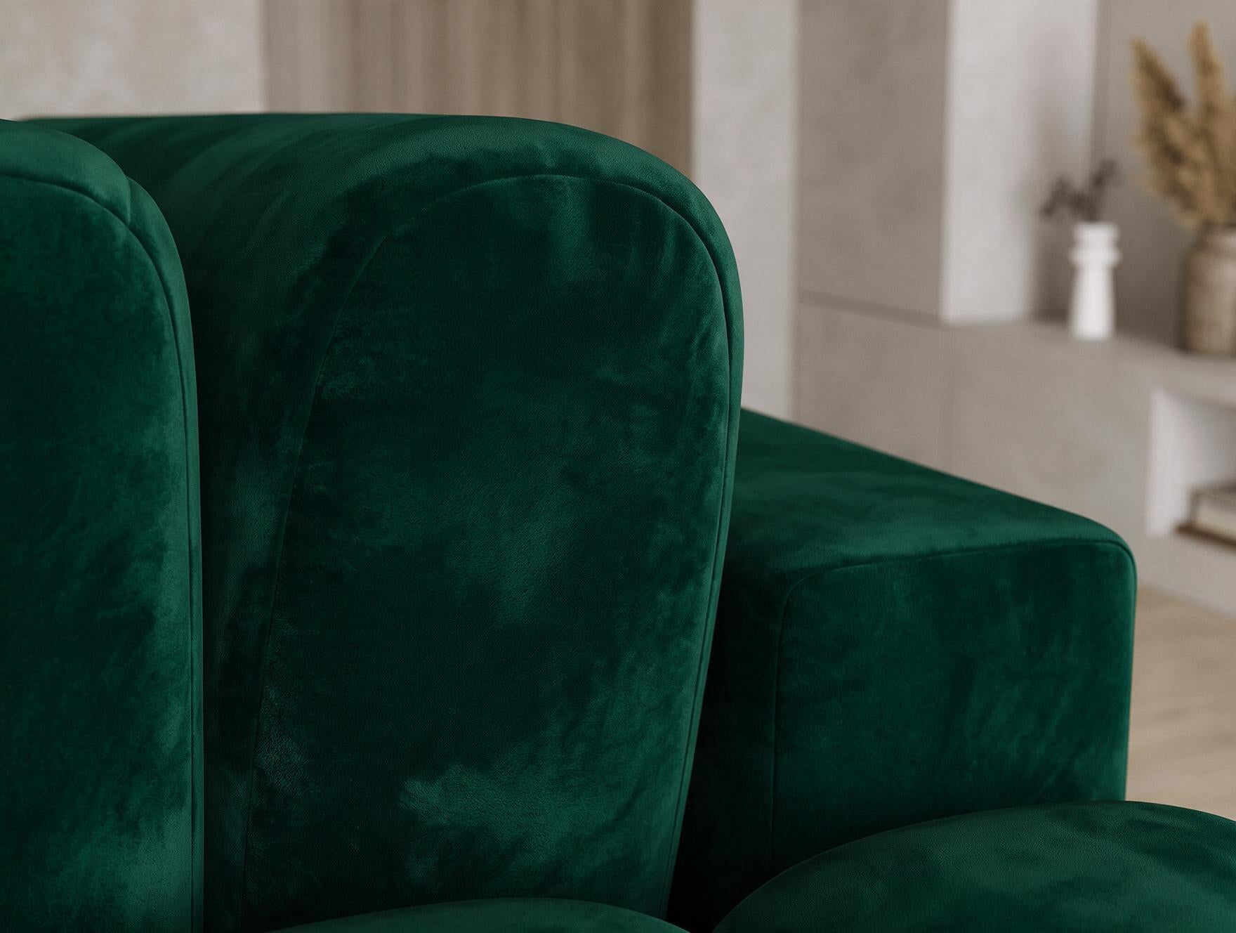 Canapé d'angle convertible design AUBER avec coffre de rangement - Velours vert sapin - vue 13