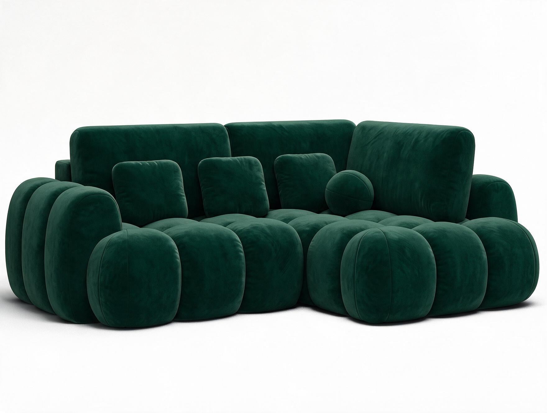 Canapé d'angle convertible design AUBER avec coffre de rangement - Velours vert sapin - vue 4