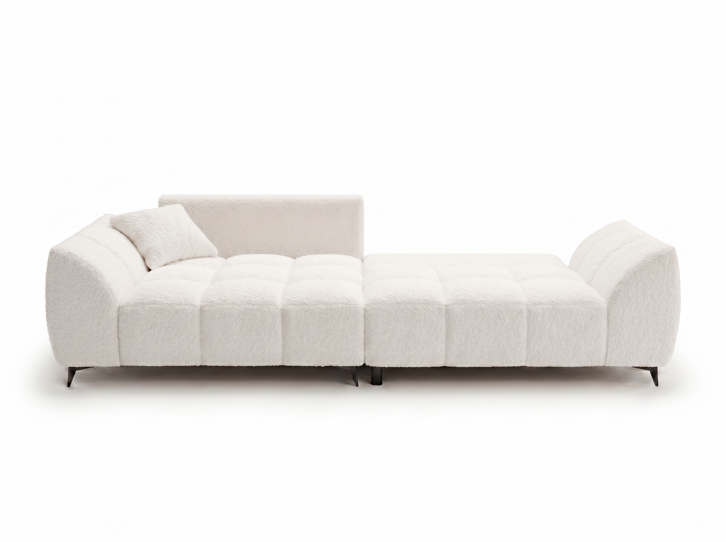Canapé d'angle convertible BATIGNOLLES bouclé blanc avec coffre de rangement - vue 2