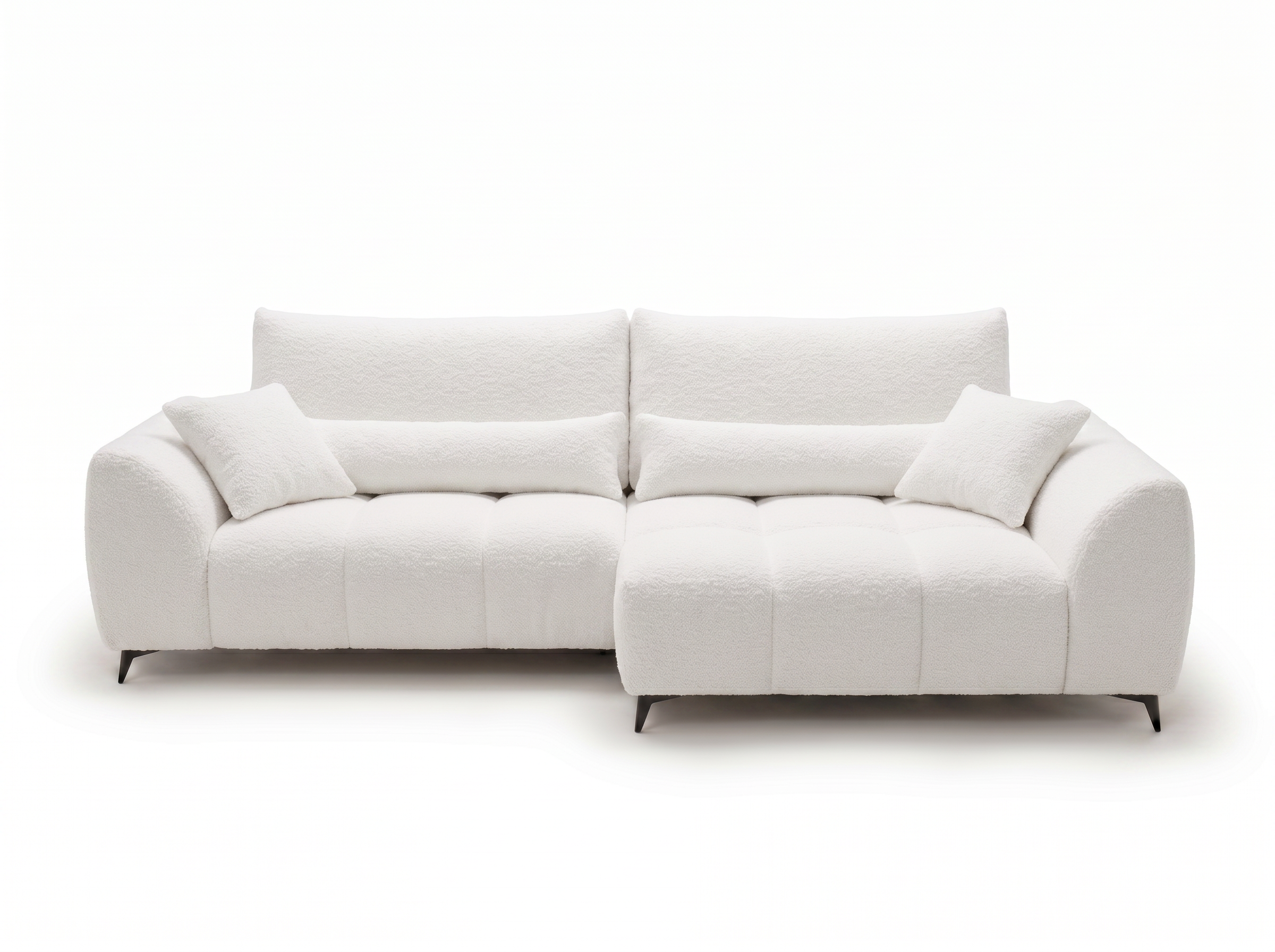 Canapé d'angle convertible BATIGNOLLES bouclé blanc avec coffre de rangement - vue 3