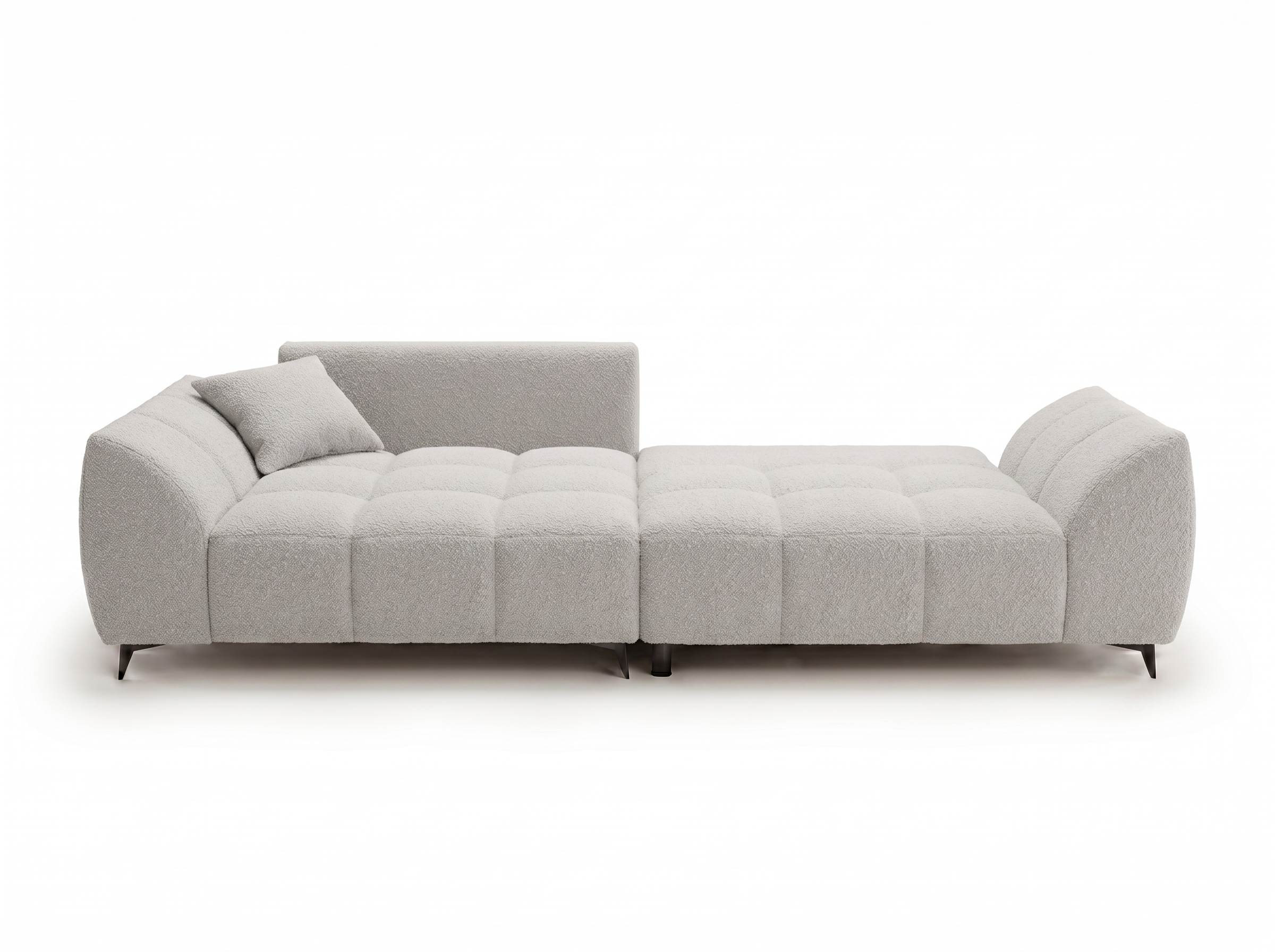 Canapé d'angle convertible BATIGNOLLES bouclé gris clair avec coffre de rangement - vue 10