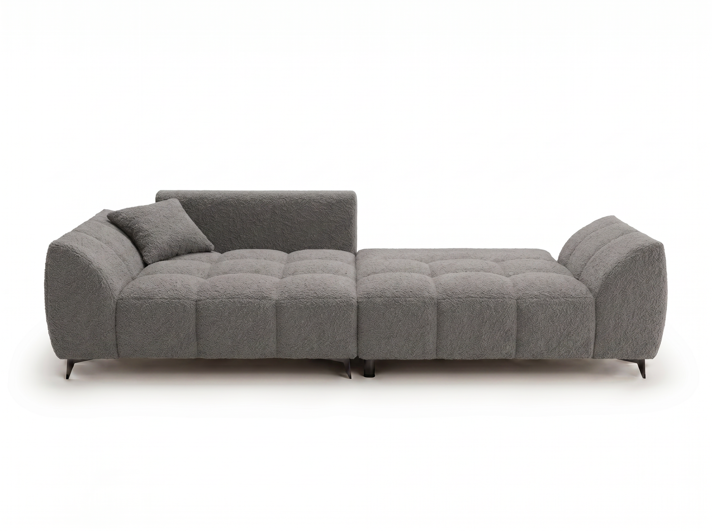 Canapé d'angle convertible BATIGNOLLES bouclé gris foncé avec coffre de rangement - vue 1