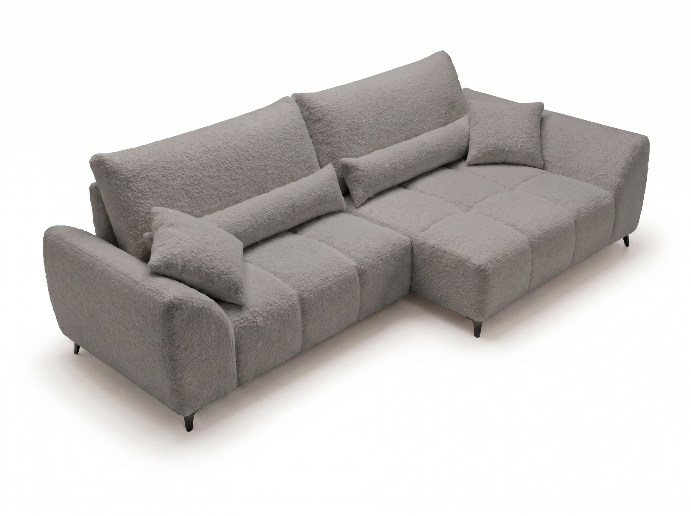 Canapé d'angle convertible BATIGNOLLES bouclé gris foncé avec coffre de rangement - vue 9