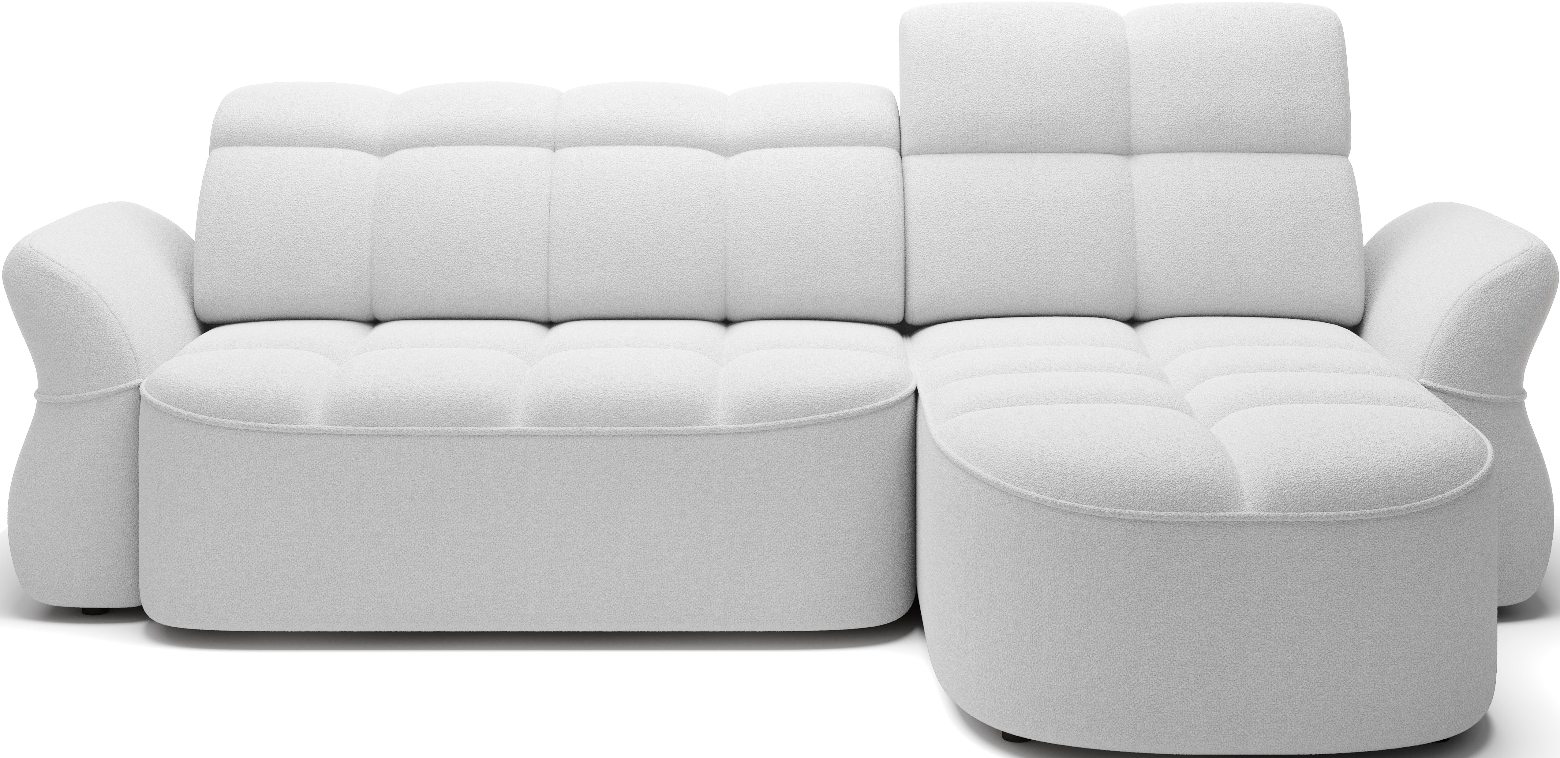 Canapé d'angle convertible électrique design DROUOT avec coffre de rangement - Boucle blanc cassé - vue 1