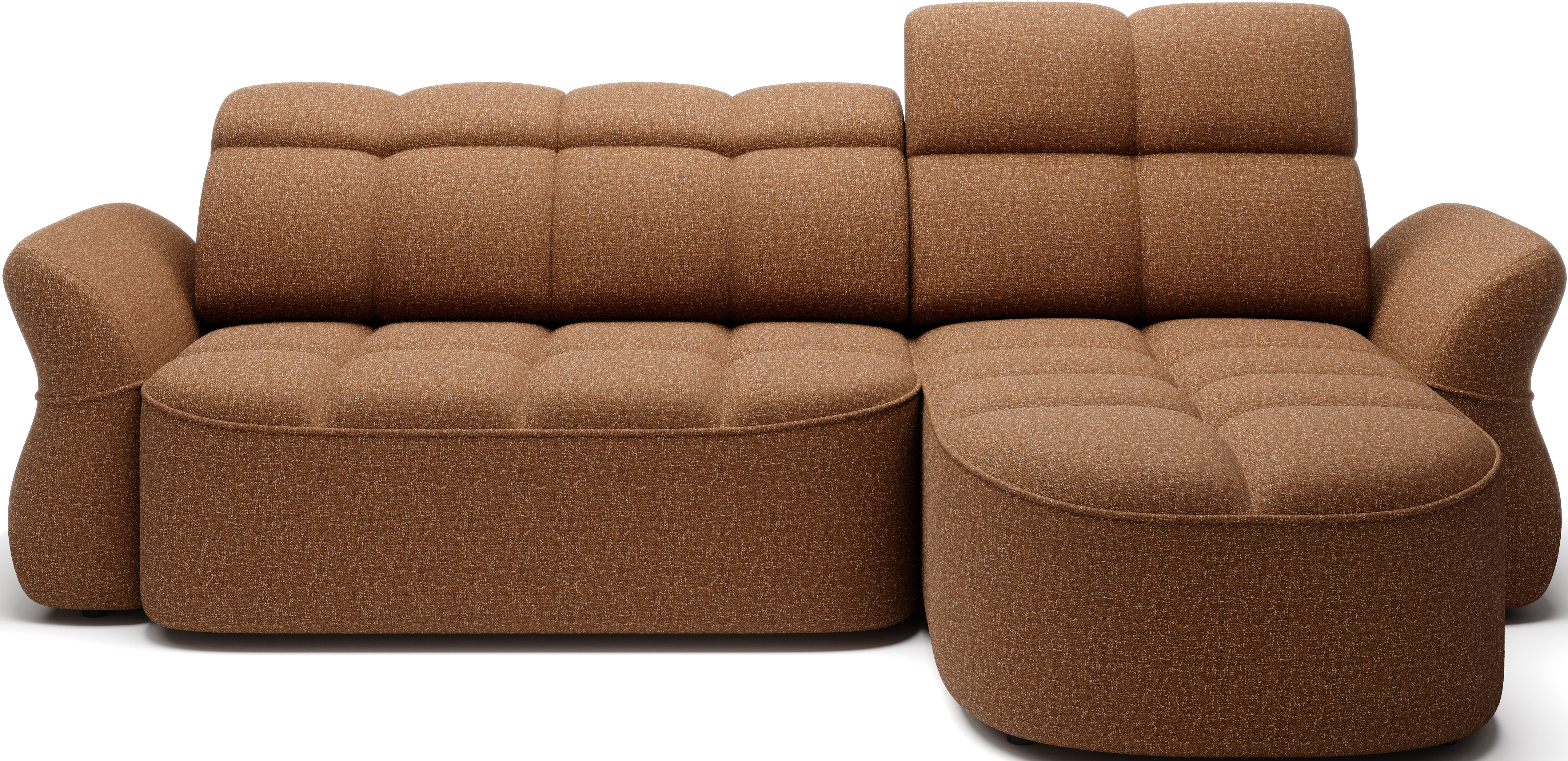 Canapé d'angle convertible design DROUOT avec coffre de rangement - Tissu chiné cognac - vue 1