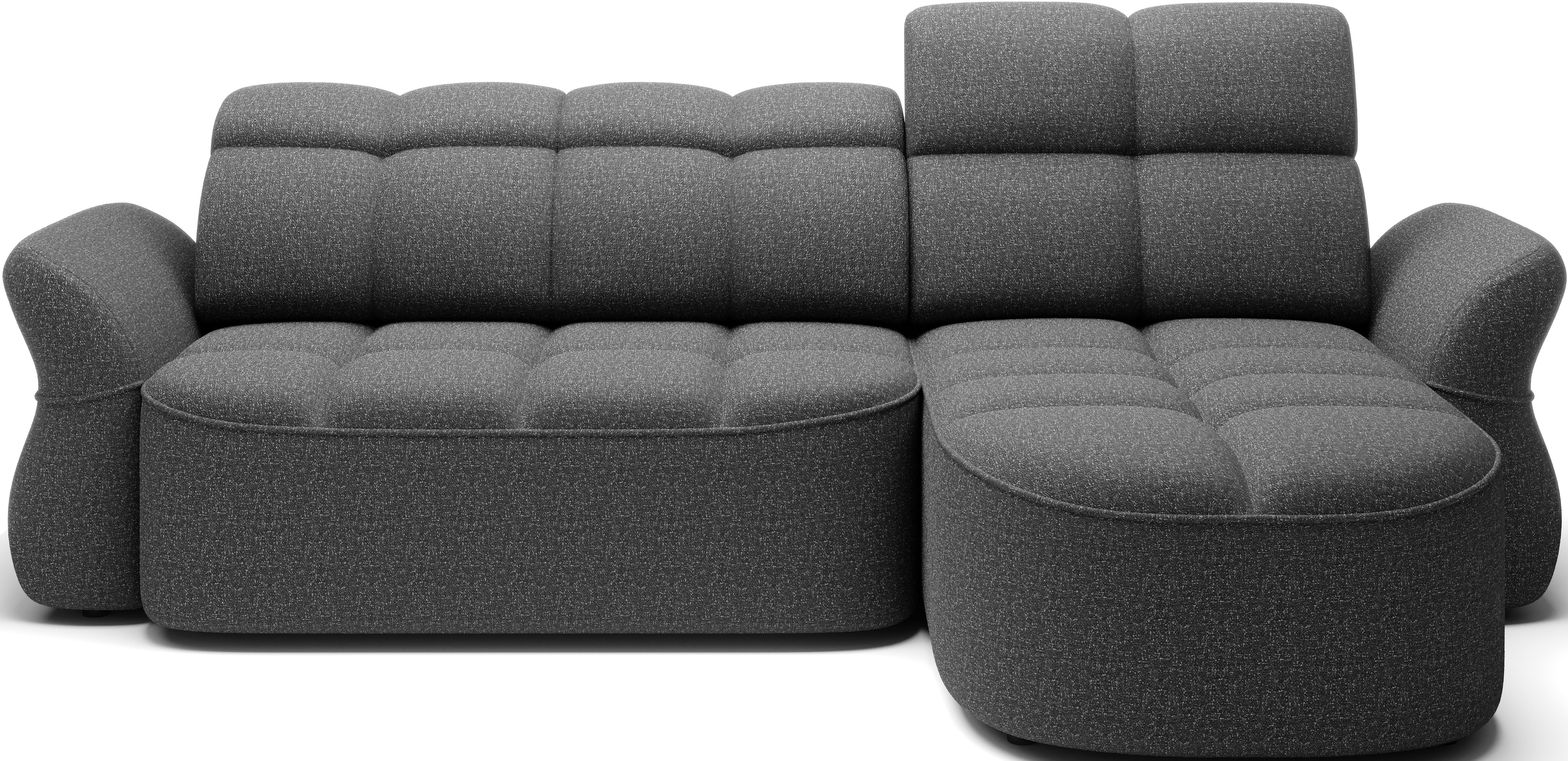 Canapé d'angle convertible design DROUOT avec coffre de rangement - Tissu chiné gris foncé - vue 1