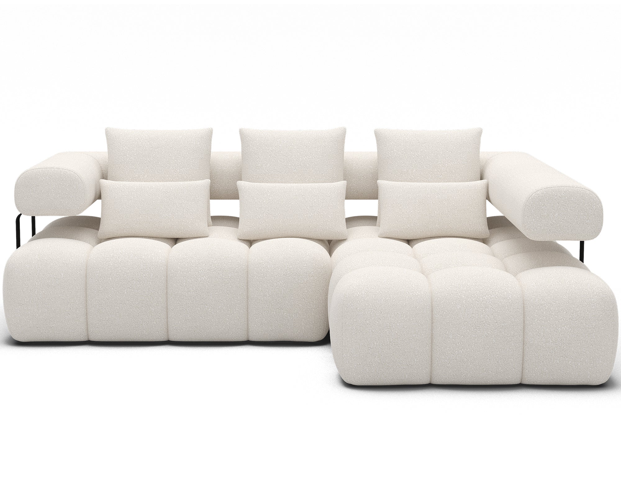 Canapé d'angle convertible design DUROC avec extension électrique - Boucle blanc crème - vue 1