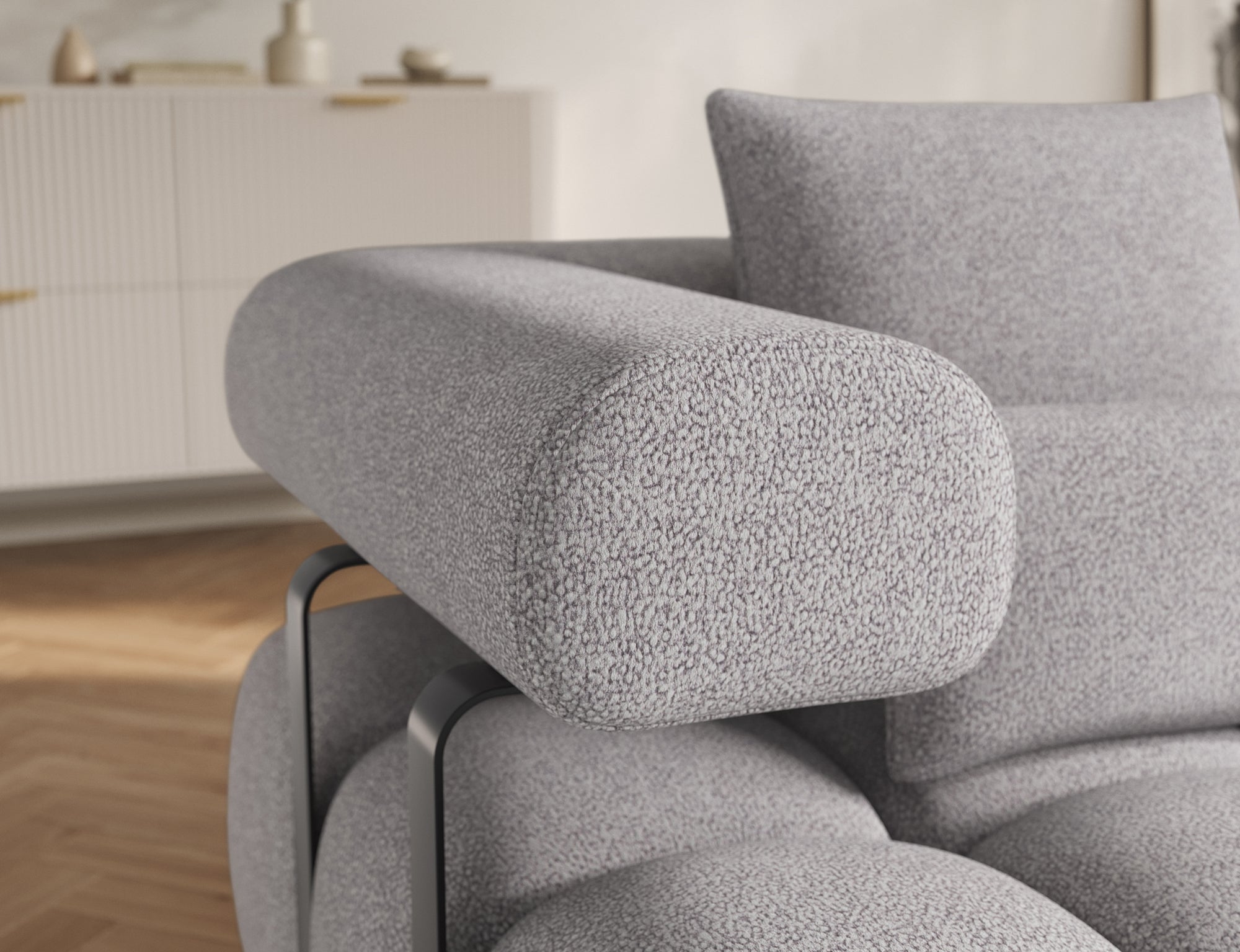 Canapé d'angle convertible design DUROC avec extension électrique - Boucle gris - vue 10