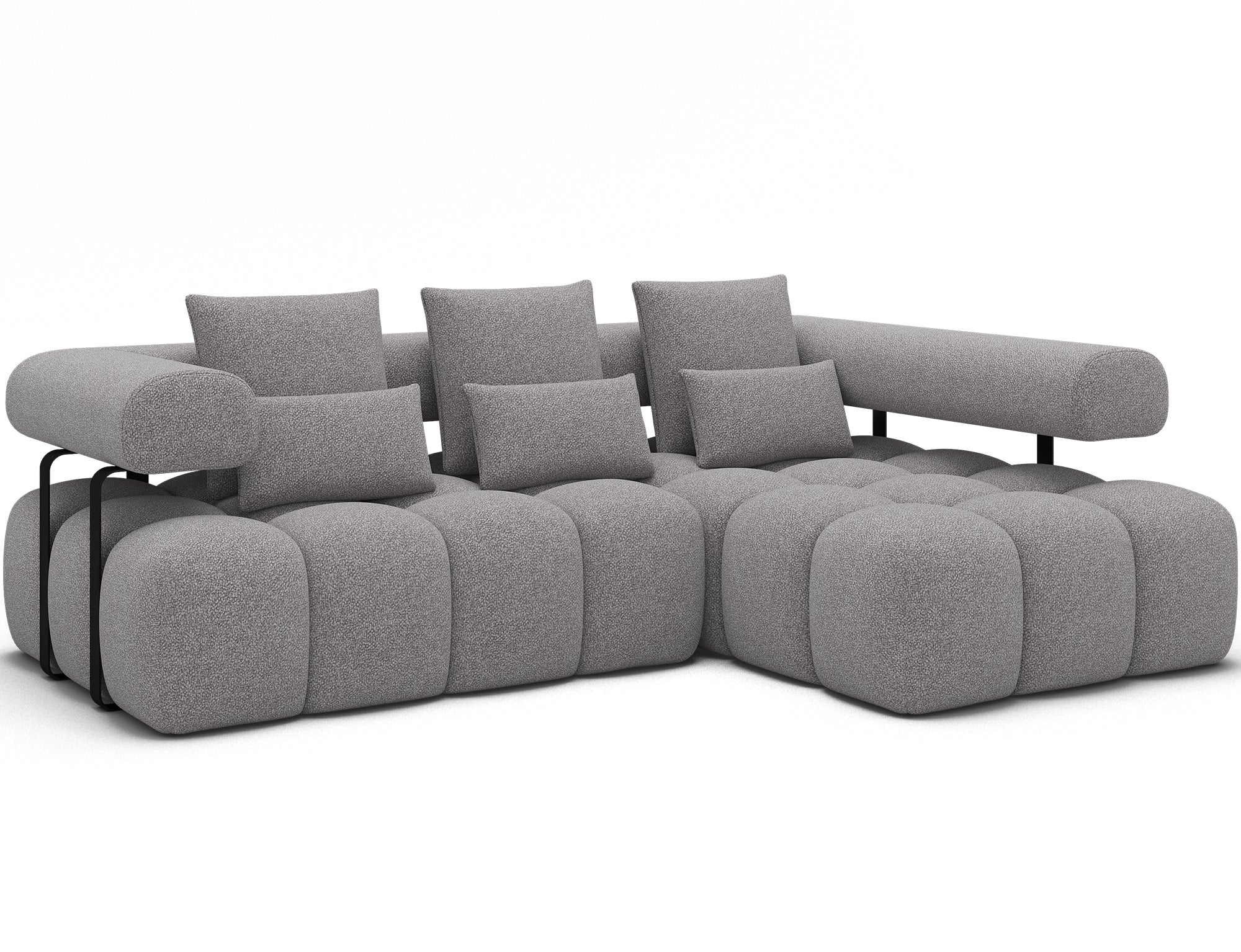 Canapé d'angle convertible design DUROC avec extension électrique - Boucle gris - vue 5