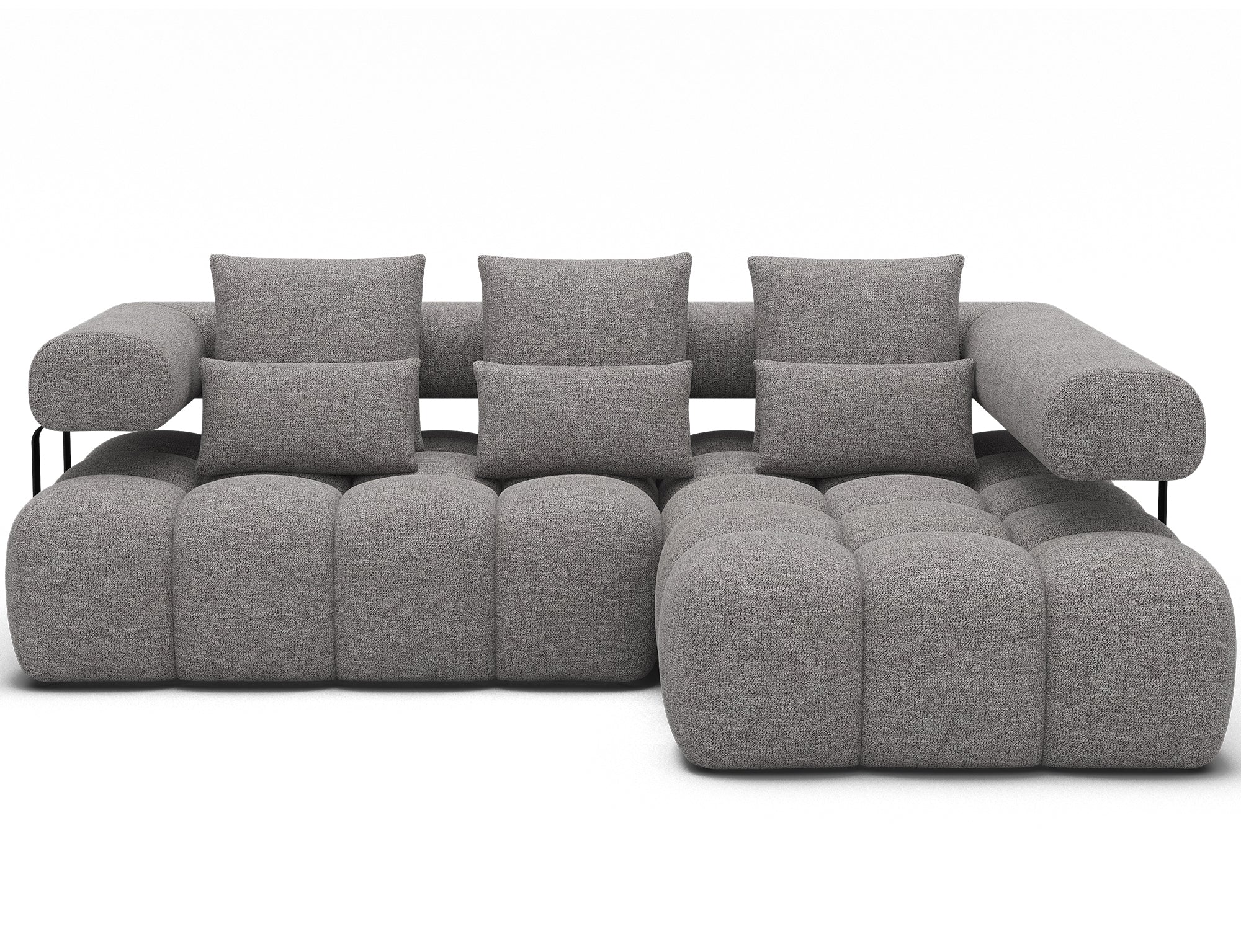 Canapé d'angle convertible design DUROC avec extension électrique - Boucle gris clair - vue 1