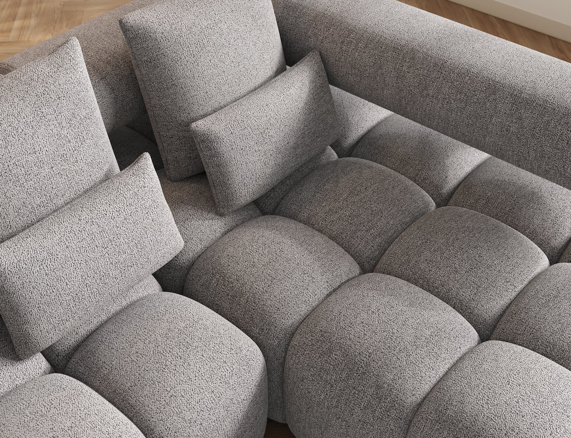 Canapé d'angle convertible design DUROC avec extension électrique - Boucle gris clair - vue 6