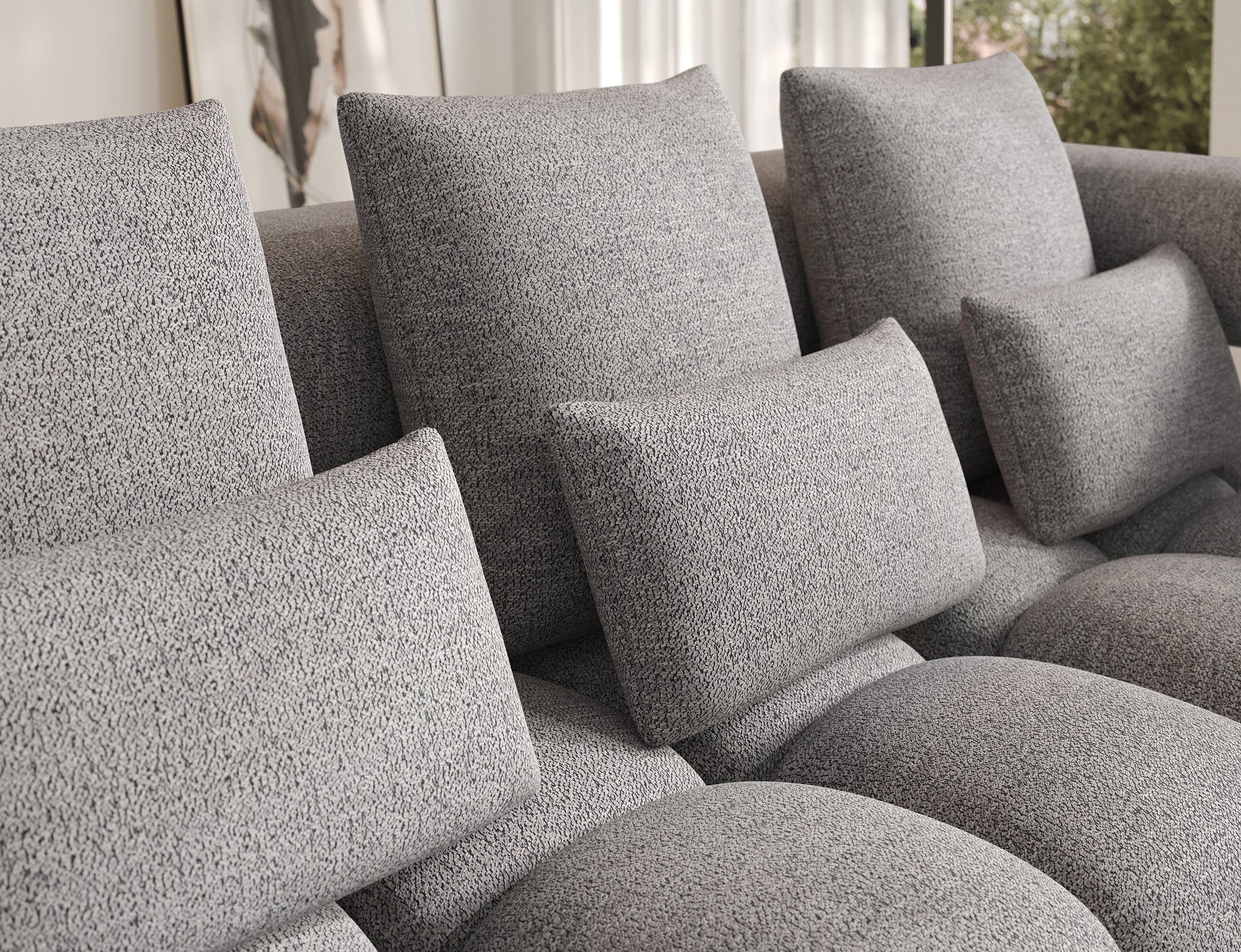 Canapé d'angle convertible design DUROC avec extension électrique - Boucle gris clair - vue 7