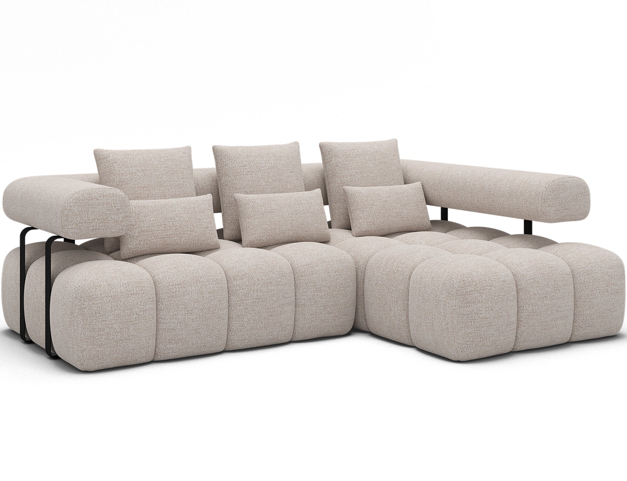 Canapé d'angle convertible design DUROC avec extension électrique - Boucle sable - vue 5