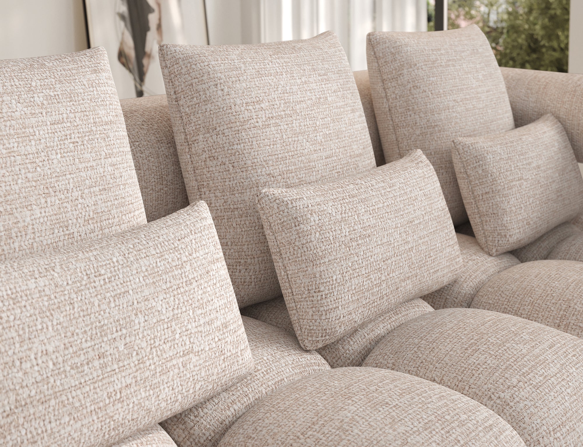 Canapé d'angle convertible design DUROC avec extension électrique - Boucle sable - vue 7