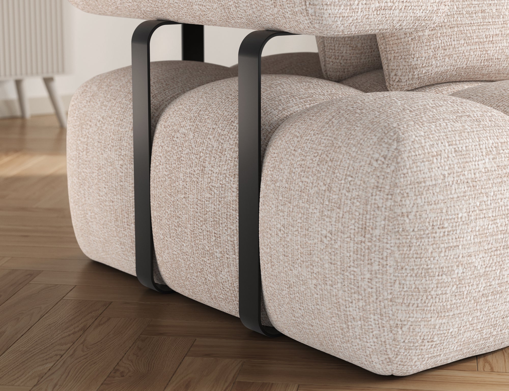 Canapé d'angle convertible design DUROC avec extension électrique - Boucle sable - vue 8
