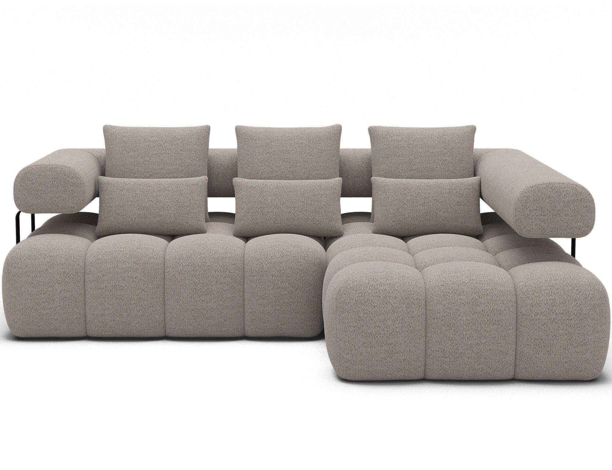 Canapé d'angle convertible design DUROC avec extension électrique - Bouclette chinée beige - vue 1