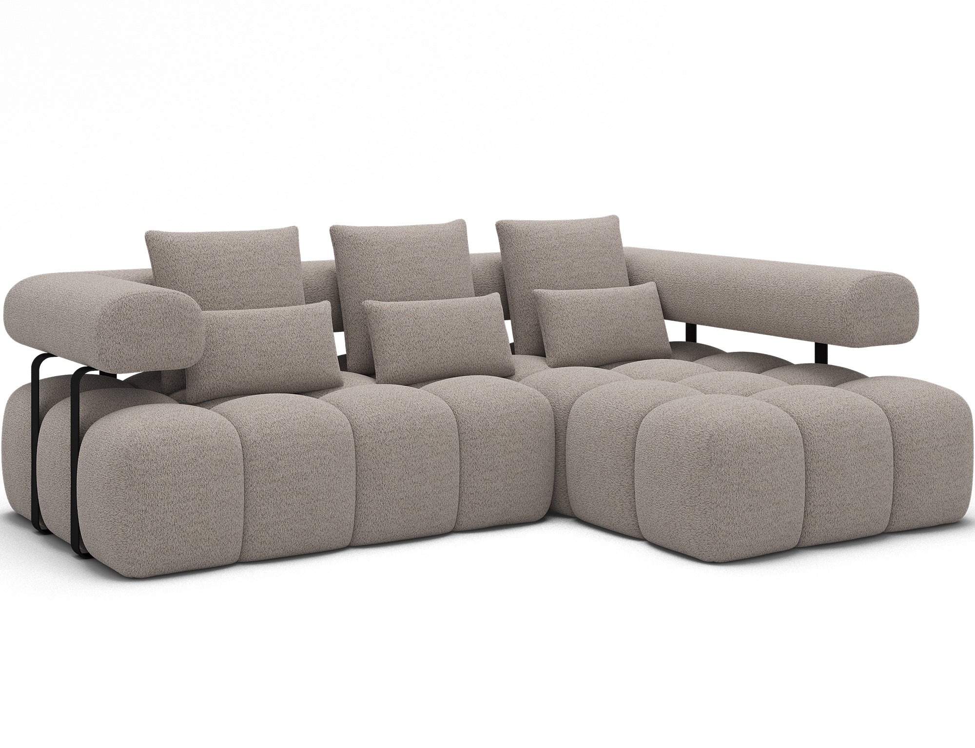 Canapé d'angle convertible design DUROC avec extension électrique - Bouclette chinée beige - vue 5
