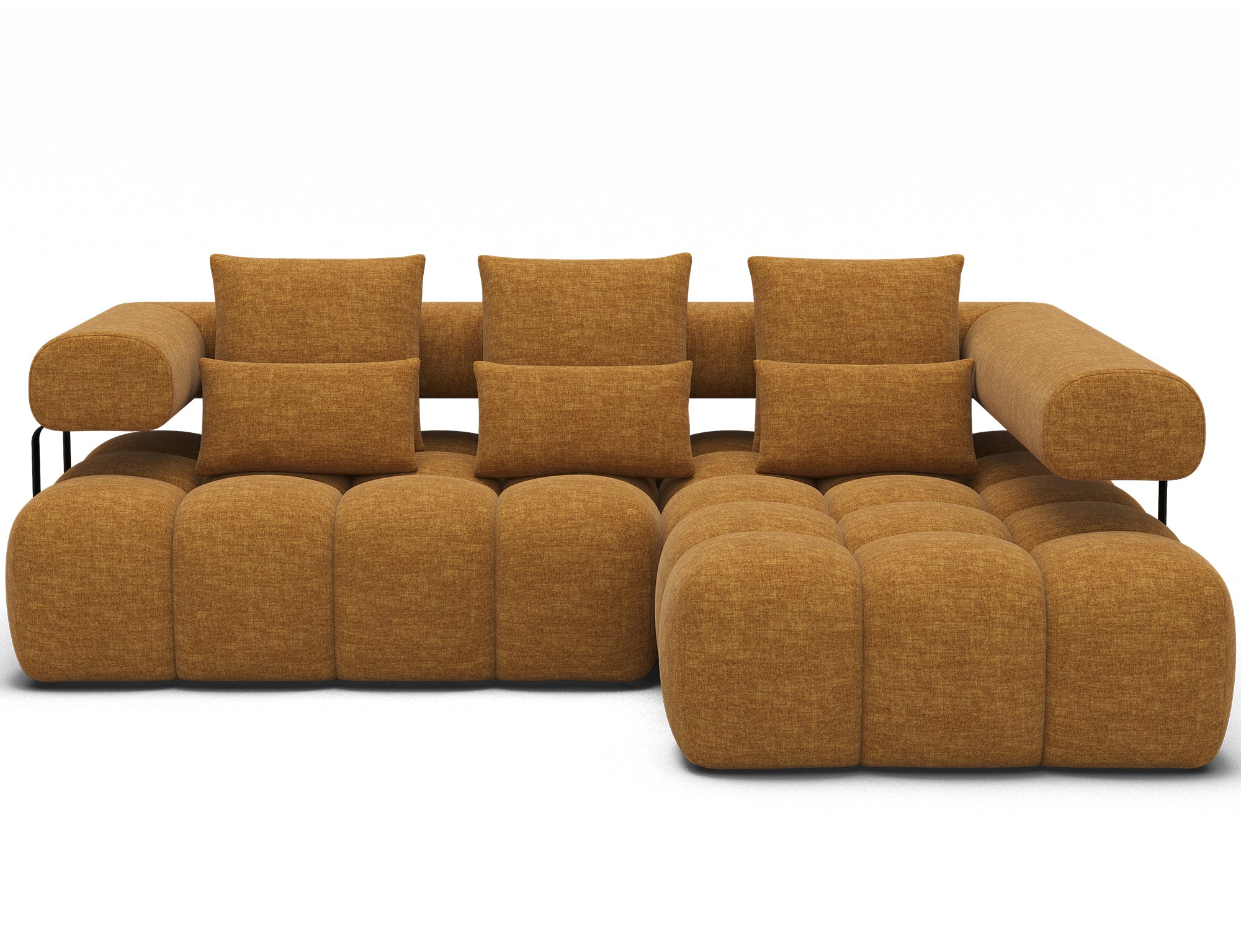 Canapé d'angle convertible design DUROC avec extension électrique - Velours maille ambre - vue 1