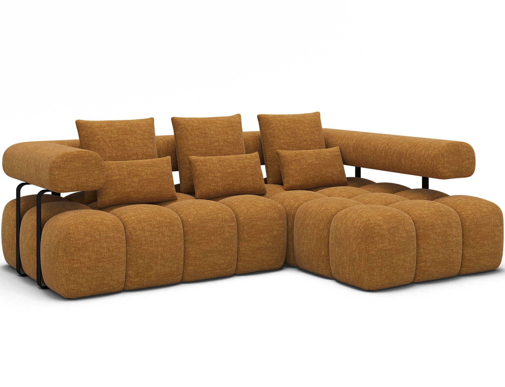 Canapé d'angle convertible design DUROC avec extension électrique - Velours maille ambre - vue 5