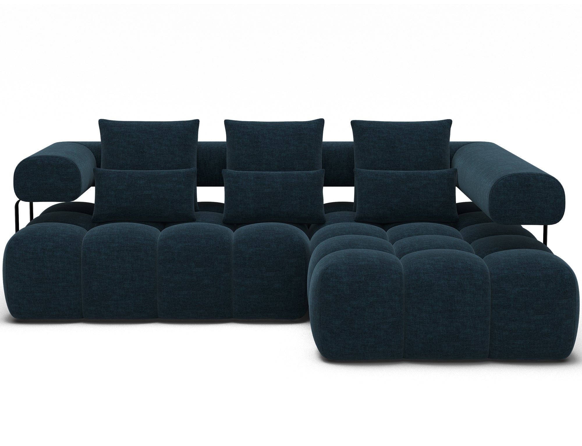 Canapé d'angle convertible design DUROC avec extension électrique - Velours maille bleu marine - vue 1
