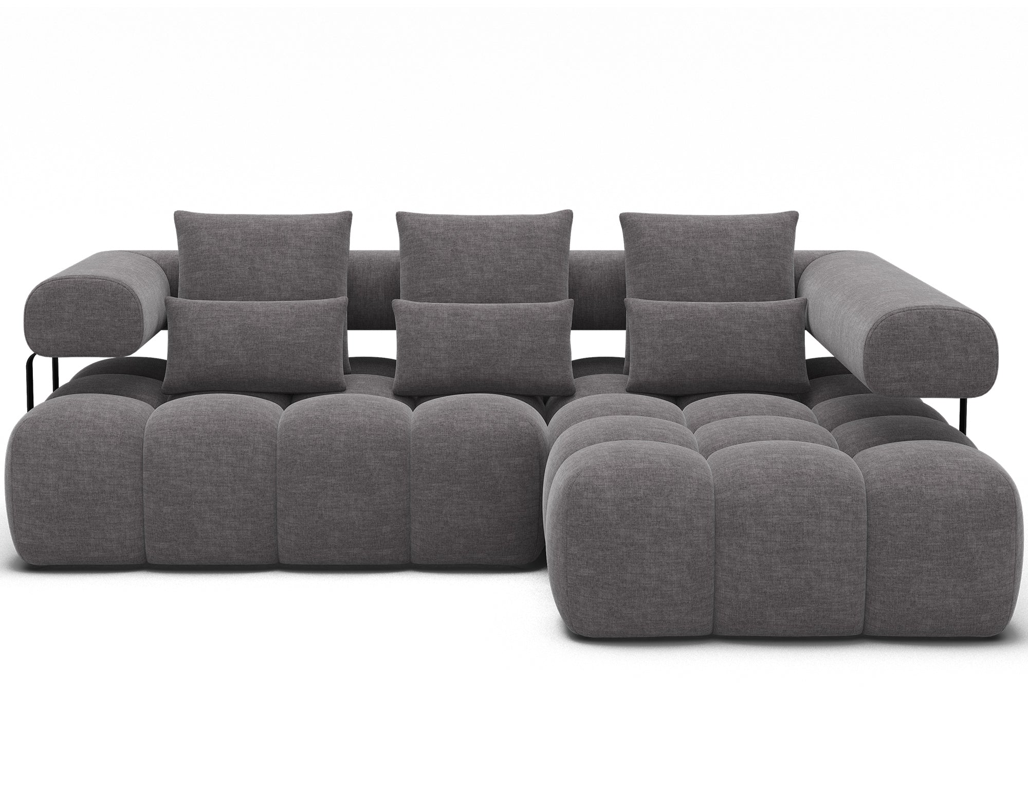 Canapé d'angle convertible design DUROC avec extension électrique - Velours maille gris argent - vue 1