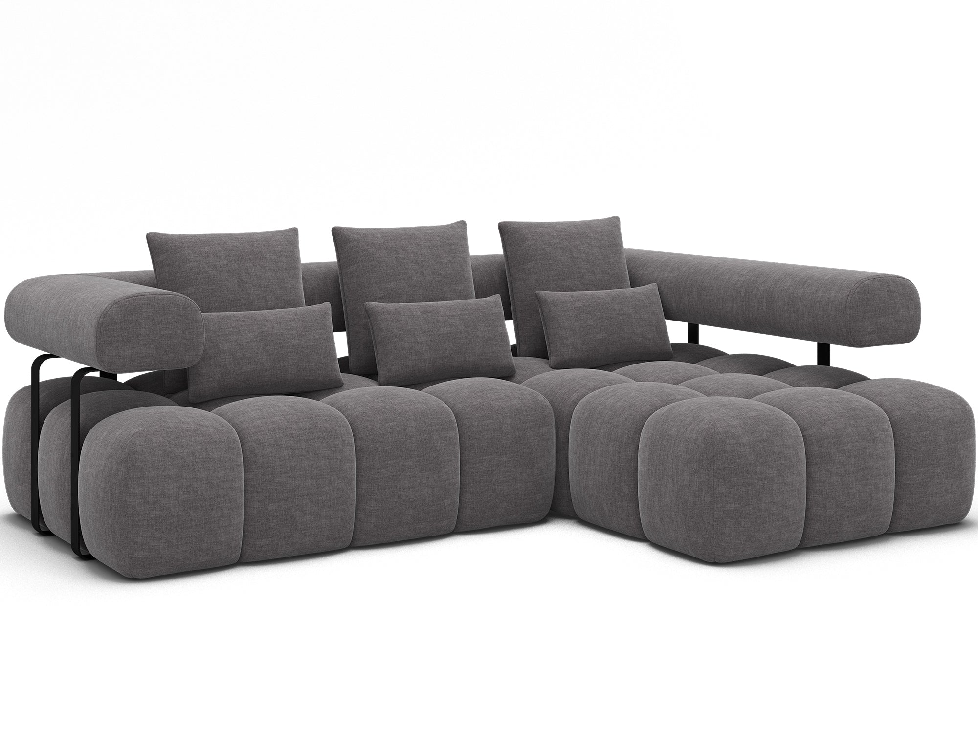 Canapé d'angle convertible design DUROC avec extension électrique - Velours maille gris argent - vue 5