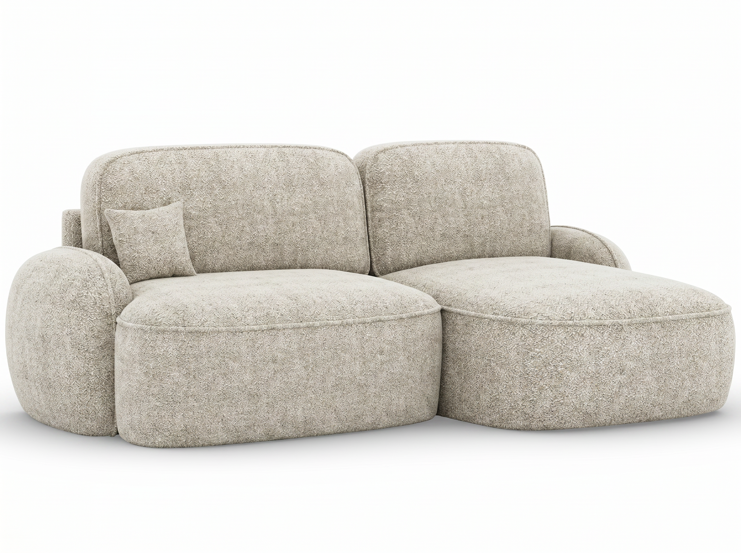 Canapé d'angle convertible design MIRABEAU avec coffre de rangement - Bouclette chinée crème - vue 10